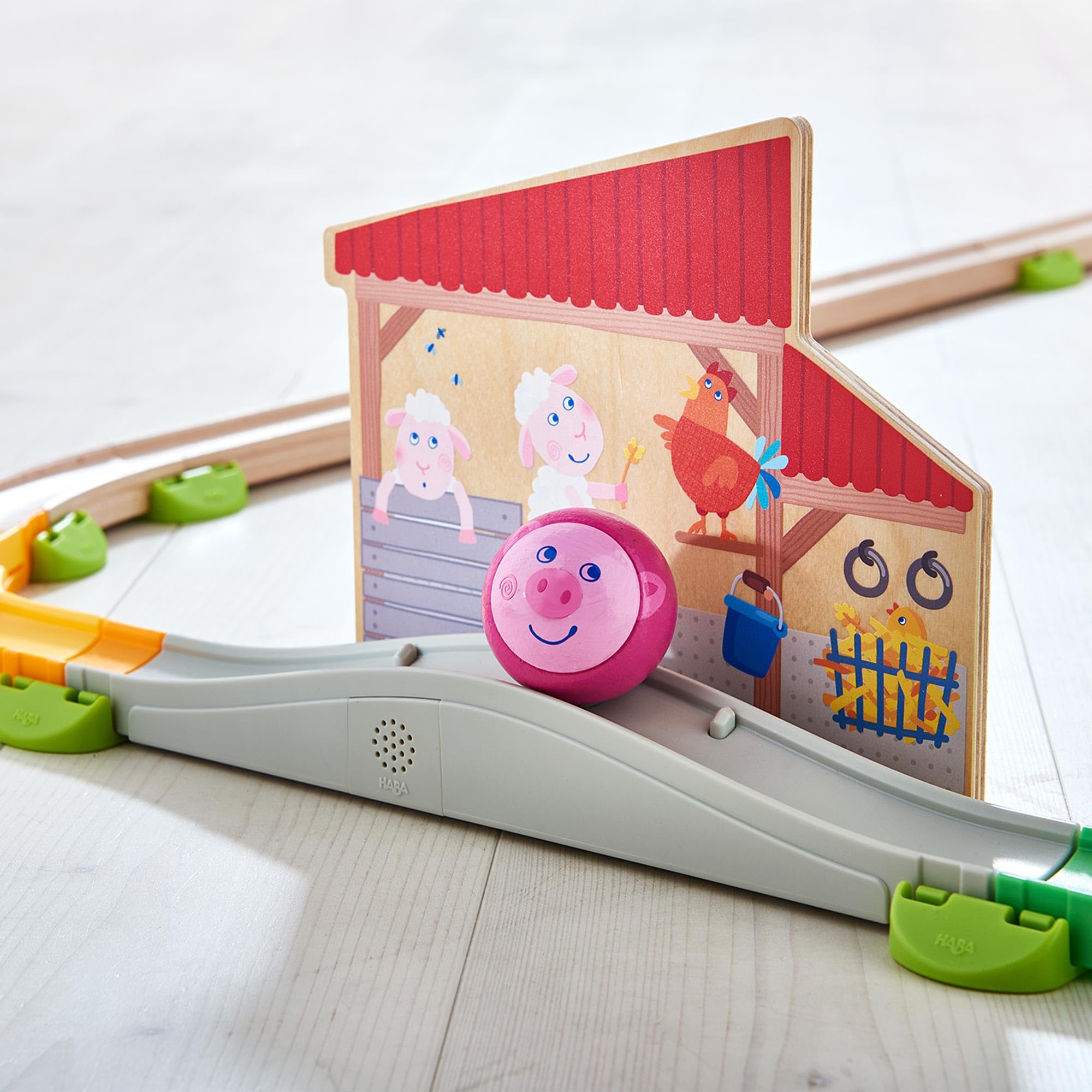HABA Kullerbu Farmyard Starter Set with Sound - Wooden Baby Toy with Animal Sounds for Early Learning & Sensory Play - Perfect for Toddlers & Preschoolers at Home or Daycare