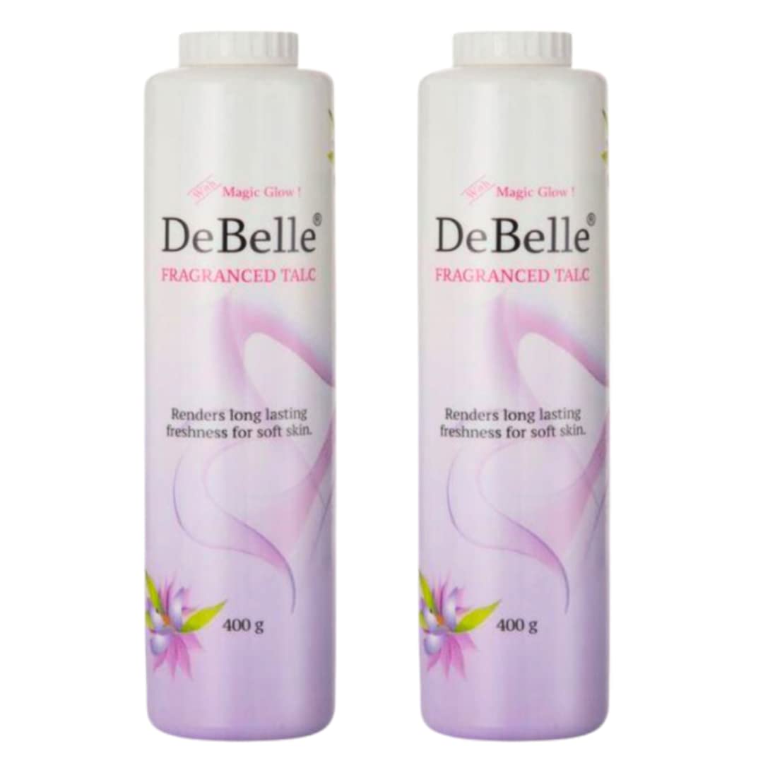 DeBelle Fragranced Face and Body Talc Powder - 2 Pack (400G Each) | Lavender Scented Talcum Powder for Men & Women | Softening & Refreshing for Daily Skincare & Body Care