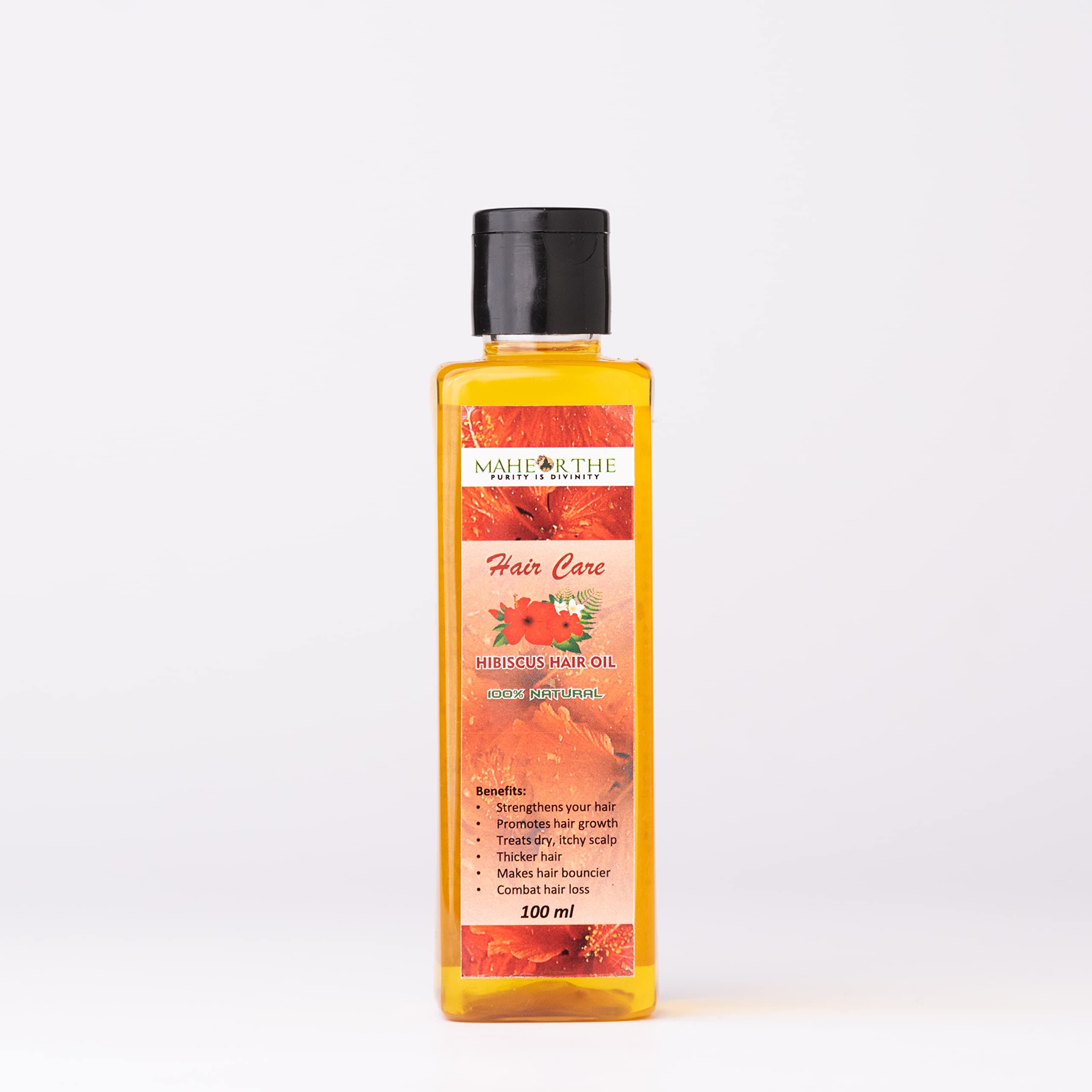 MaheOrthe Hibiscus Hair Oil for Strong & Healthy Hair Growth | Anti Hair Fall Treatment | 100ml Natural Hair Care Solution | Perfect for Daily Use, Scalp Massage & Damaged Hair Repair