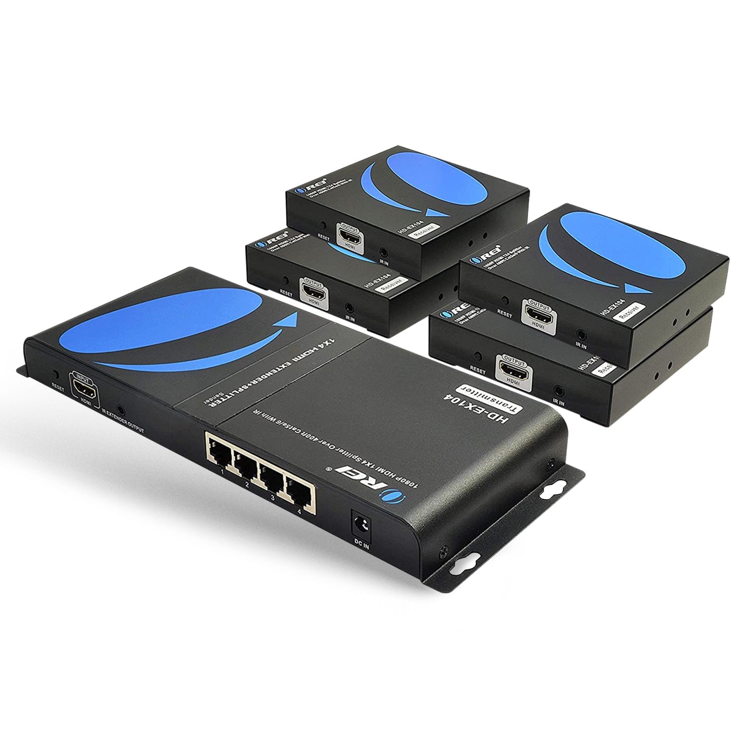 1x4 HDMI Extender Splitter Over CAT5/6 - 1080p HD Video Up to 395ft with IR Blaster & HDbitT Technology (HD EX104) - Perfect for Home Theater, Conference Rooms & Multi-Display Setups