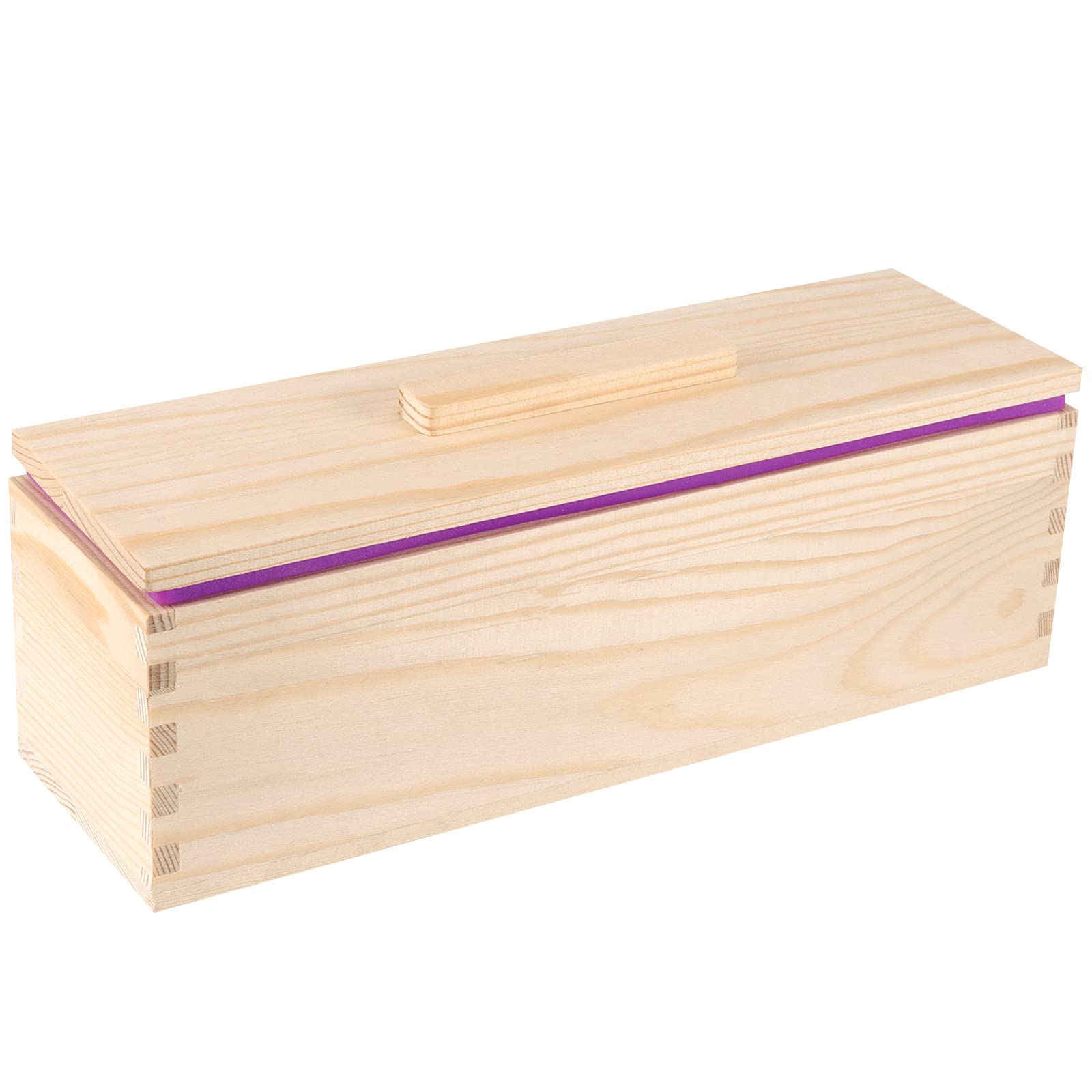 3 PCS 42 Oz Purple Silicone Soap Molds Loaf - Flexible Rectangular DIY Soap Making Molds with Wooden Box & Cover - Perfect for Handmade Soap, Bath Bombs & Candle Making at Home