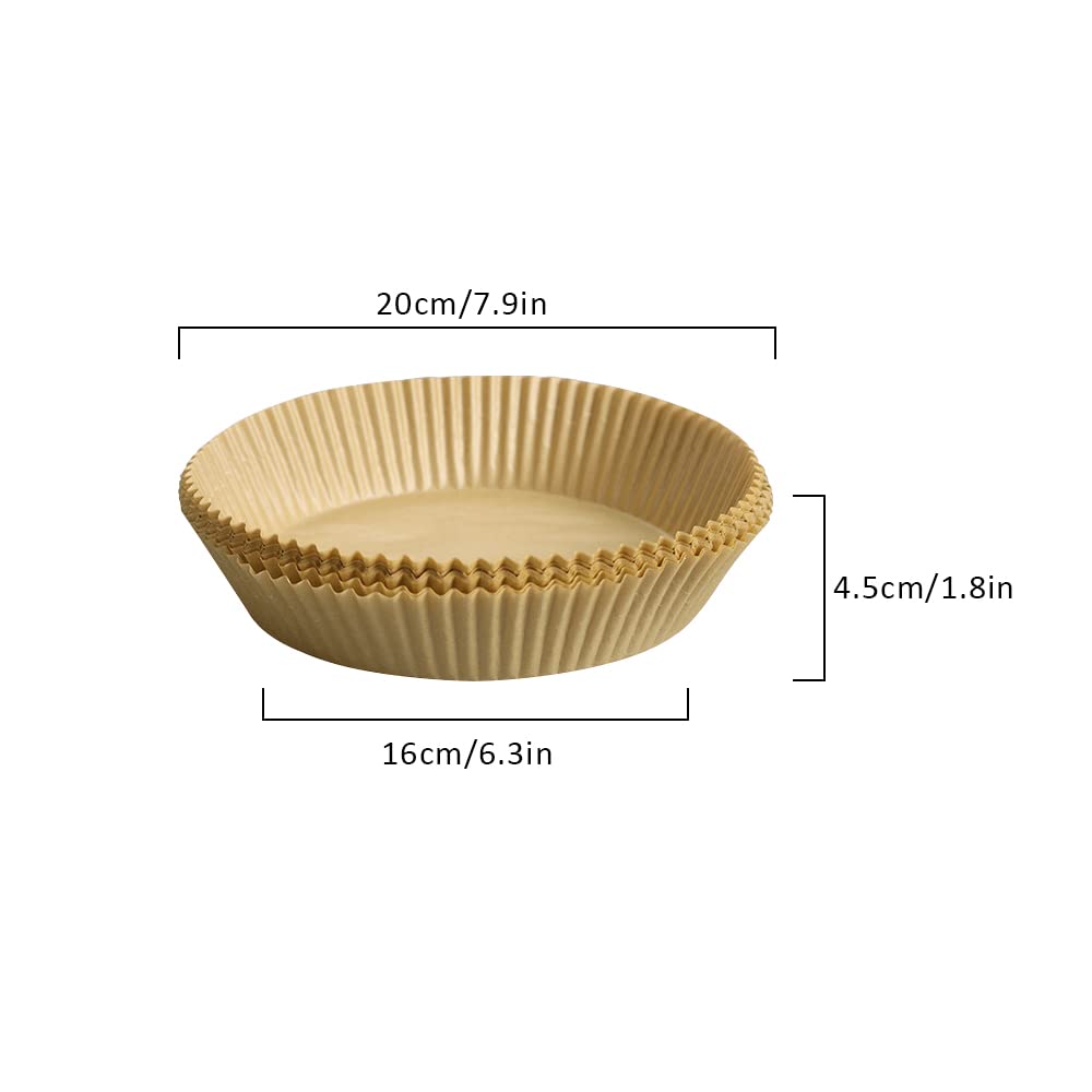 50Pcs Disposable Non-Stick Air Fryer Parchment Paper Liners - Round Oil Proof & Waterproof Baking Sheets for Air Fryer, Microwave & Oven (Brown) - Perfect for Healthy Cooking & Easy Cleanup