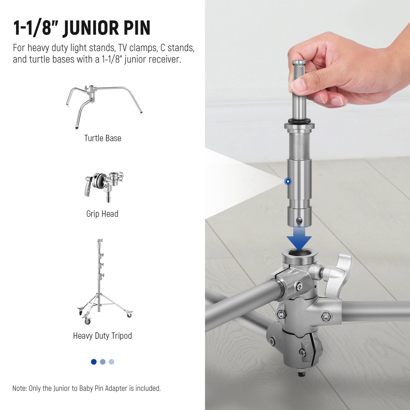 NEEWER UA027 Junior to Baby Pin Adapter - Professional Camera Light Stand Converter for Studio Photography & Video Shooting - Perfect for Newborn, Toddler, and Child Photo Sessions