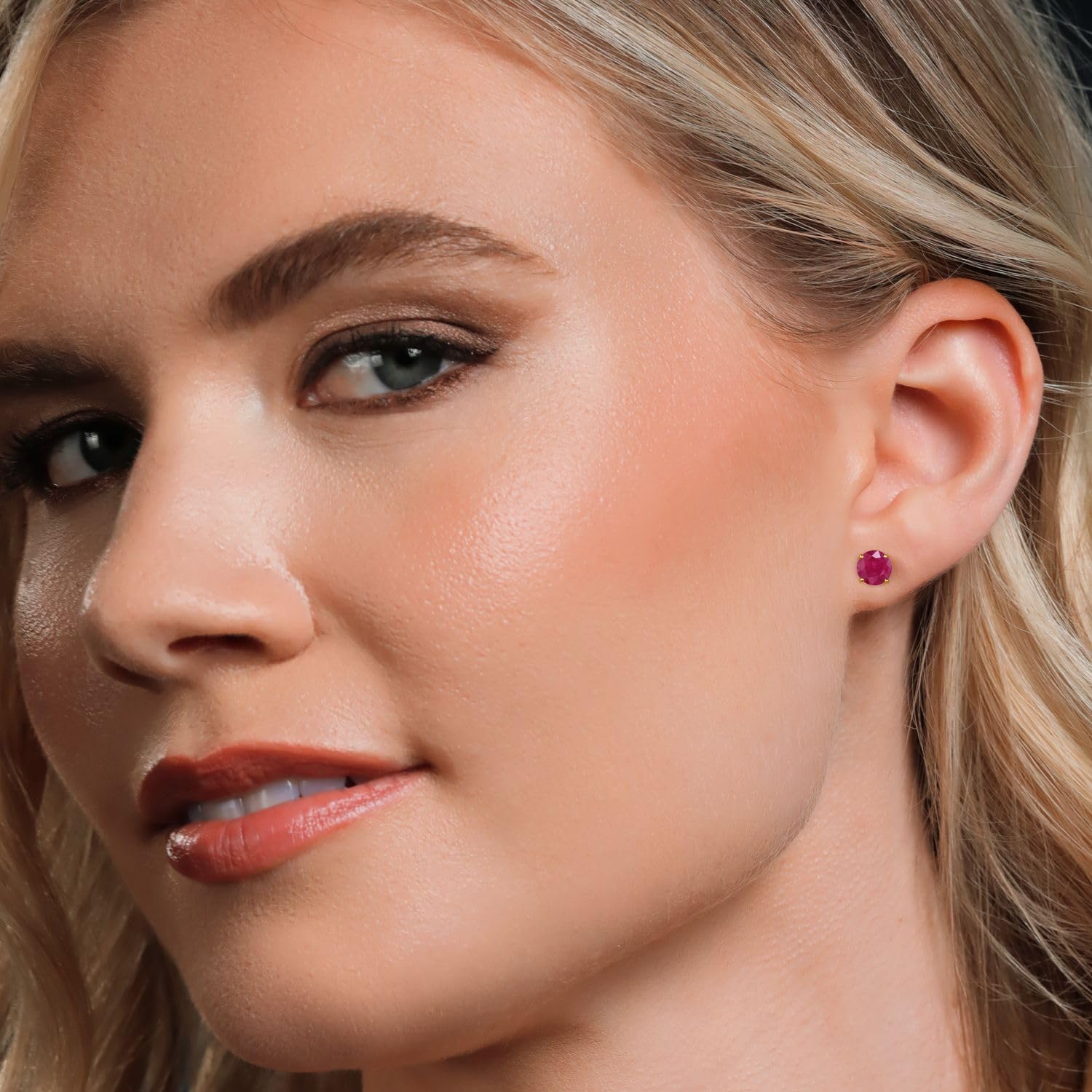 Gem Stone King 18K Yellow Gold Plated Sterling Silver 6MM Round Birthstone Stud Earrings for Women & Men | Personalized Jewelry Gift for Birthday, Anniversary & Special Occasions