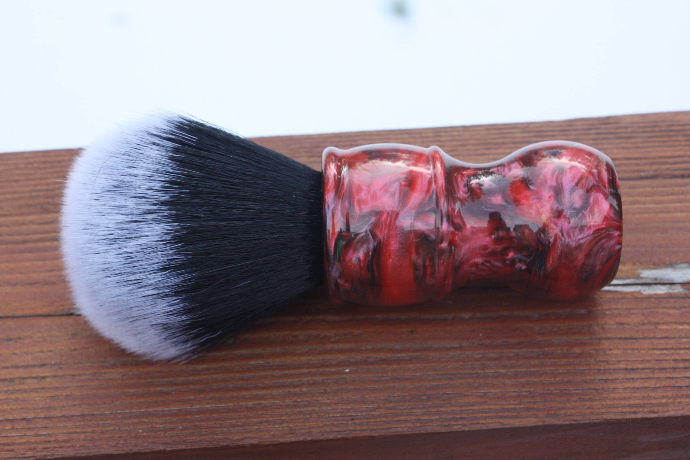 24mm Black Tuxedo Shaving Brush with Ruby Ripple Handle - Premium Badger Hair Shaving Brush for Men - Perfect for Wet Shaving, Grooming Kits & Luxury Gift Sets