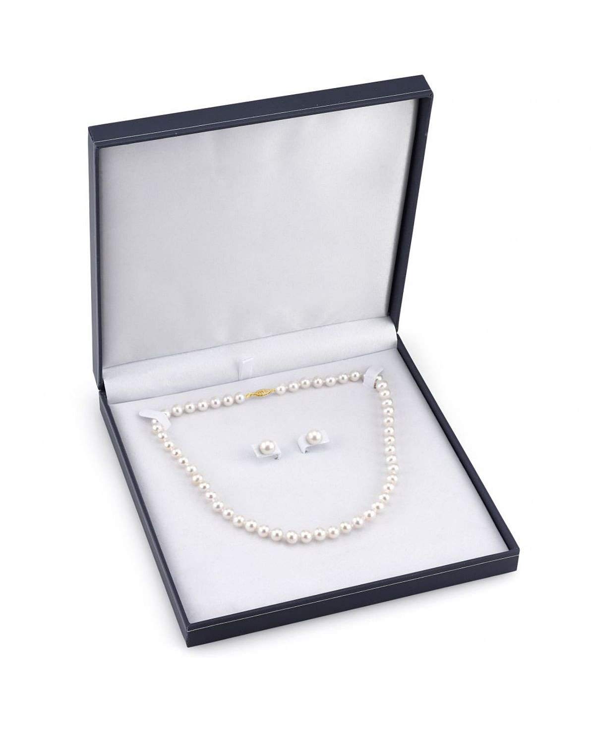 AAA Quality 14K Gold White Akoya Cultured Pearl Jewelry Set for Women - 18