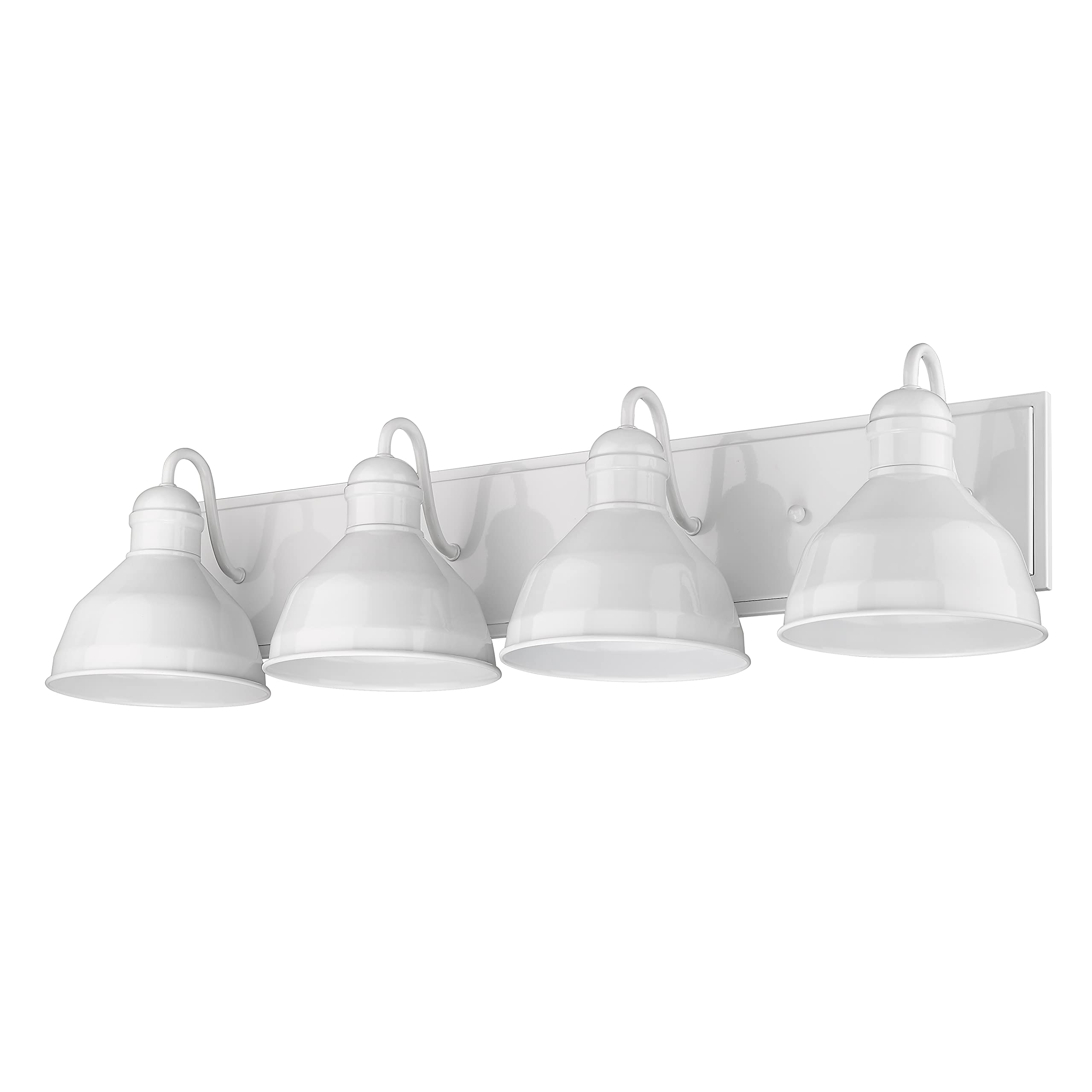 Vivio Lighting 4-Light Glossy White Modern Farmhouse Barn Light - Metal Shade Vanity Fixture for Bathroom | Perfect for Farmhouse, Cottage & Vintage Style Home Decor
