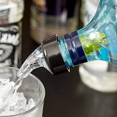 12 Pack 1.5 oz Clear Liquor Bottle Pourers with Yellow Tail & Black Collar - Precise Measured Pour Spouts for Bars, Cocktails & Home Mixology by Tezzorio