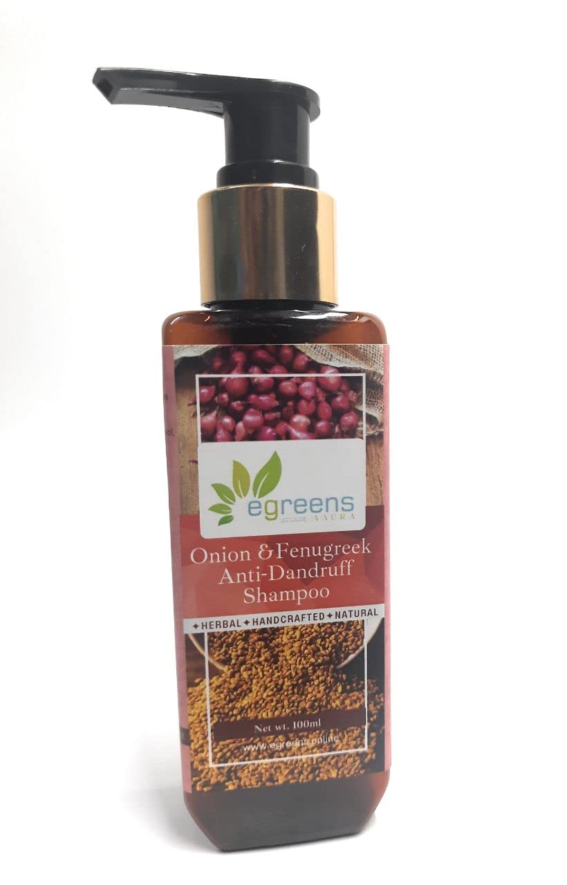 E-GREENS AAURA Onion & Fenugreek Shampoo for Hair Growth - Sulfate-Free Natural Shampoo for Strong, Healthy & Shiny Hair - 100ml | Perfect for Daily Hair Care & Scalp Nourishment