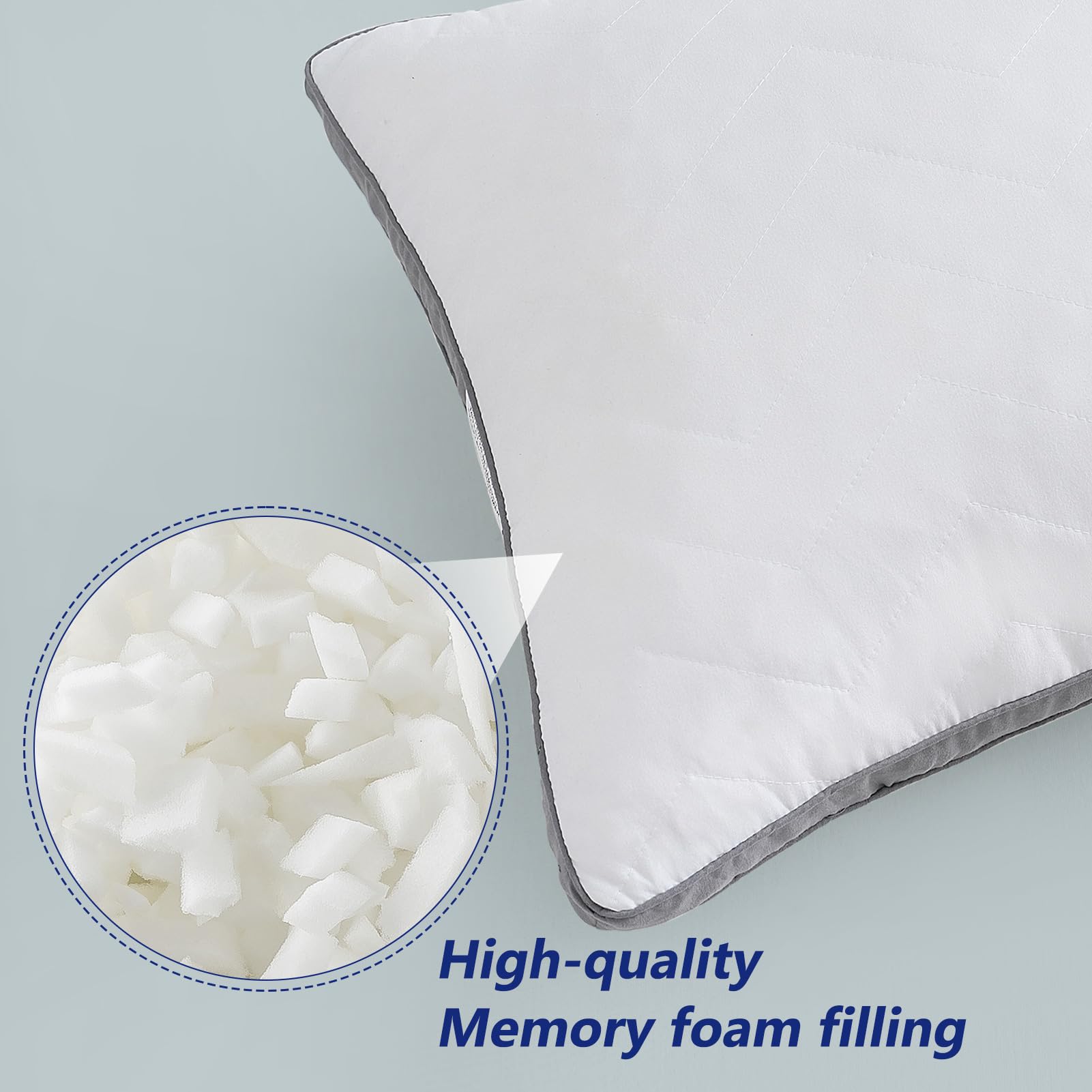 DOWNCOOL Quilted Memory Foam Body Pillow - Large Full Body Pillow for Adults & Side Sleepers - Soft Long Bed Pillow (20x54 inches, White) - Perfect for Pregnancy Support, Back Pain Relief & Comfortable Sleeping