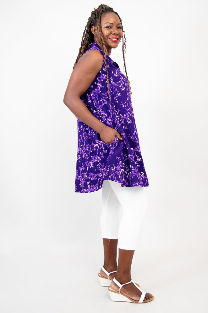 Cissy Tank Top - Floral Frangi Lilac Print Women's Blouse for Casual Wear & Summer Outfits