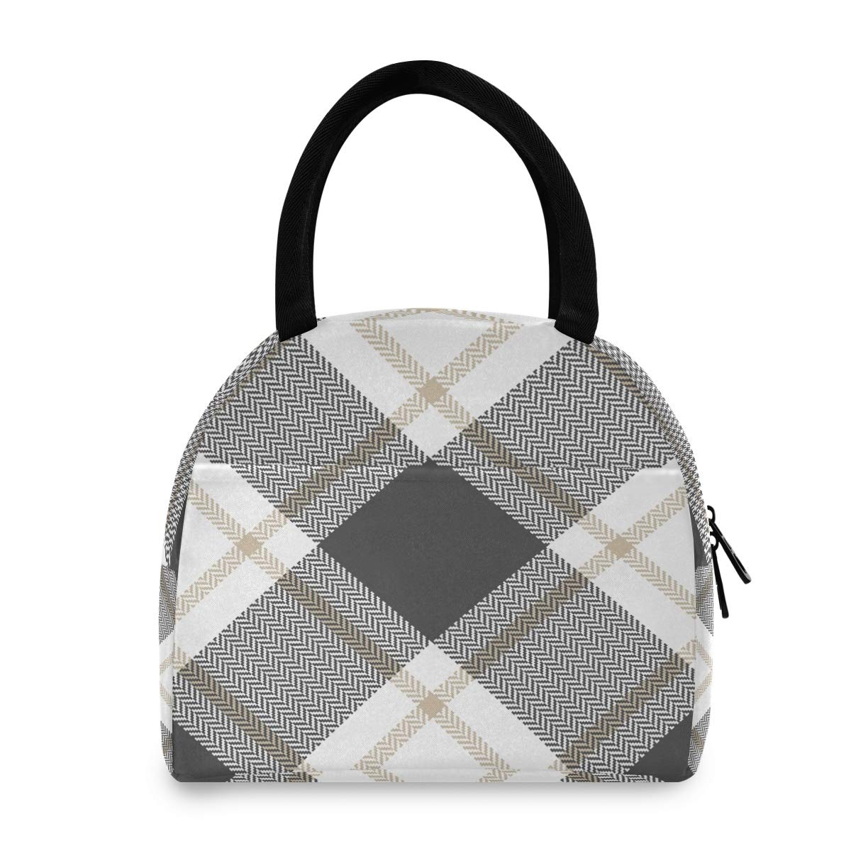 Insulated Gray Buffalo Check Lunch Bag for Women & Adults - Portable Cooler Lunch Tote Box for Work, School & Picnics - BPA-Free Thermal Food Container (Model 2040979)