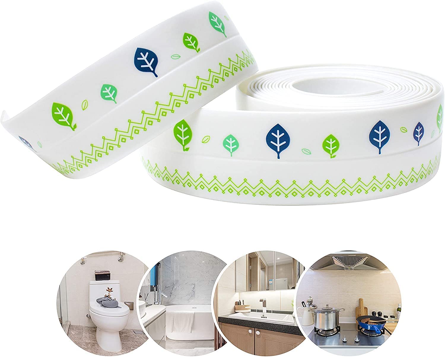 TOPHAVEN Waterproof Silicone Caulk Strip - Self-Adhesive PVC Sealing Tape for Kitchen, Bathroom, Bathtub, Sink & Floor Edges - Wall & Edge Protection (1 Pack) - Perfect for Home Repairs & Waterproofing Projects