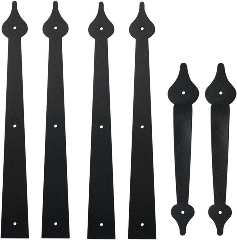 Modern House Numbers 8-Piece Set with Decorative Hinges & 4 Handles - Carriage Style Garage & Sliding Door Hardware Kit - Durable Outdoor Mailbox Numbers for Home, Farmhouse, and Garden Gate Installation