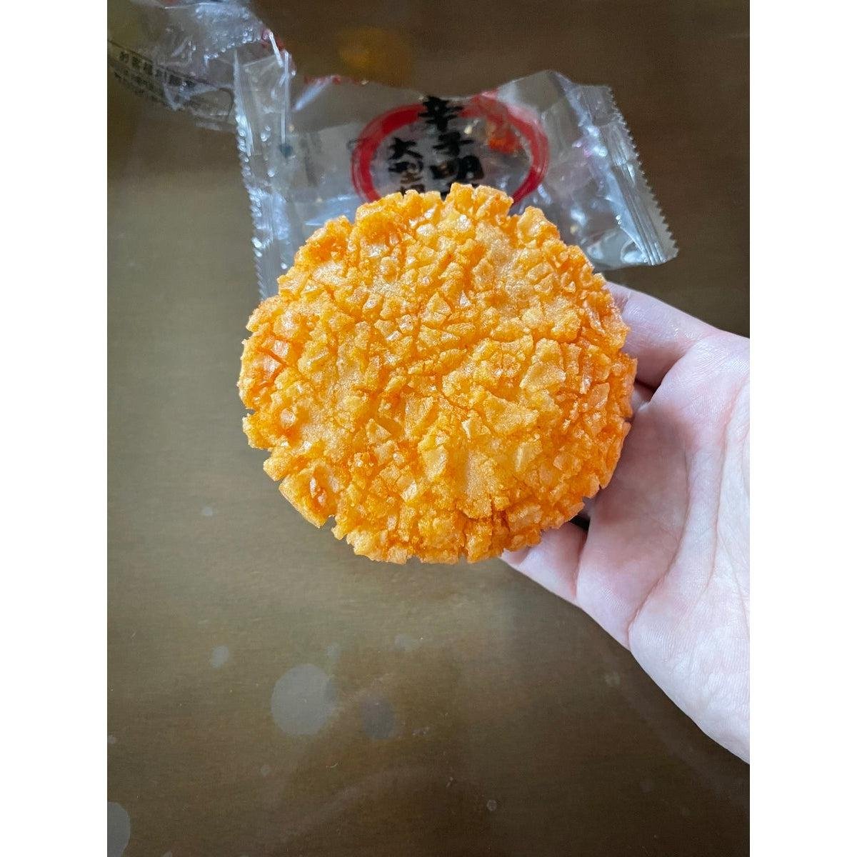 Bonchi Karashi Mentaiko Age Senbei Rice Crackers 6 pcs - Spicy Cod Roe Flavored Japanese Rice Snacks - Perfect for Parties, Gifts & Asian Food Lovers