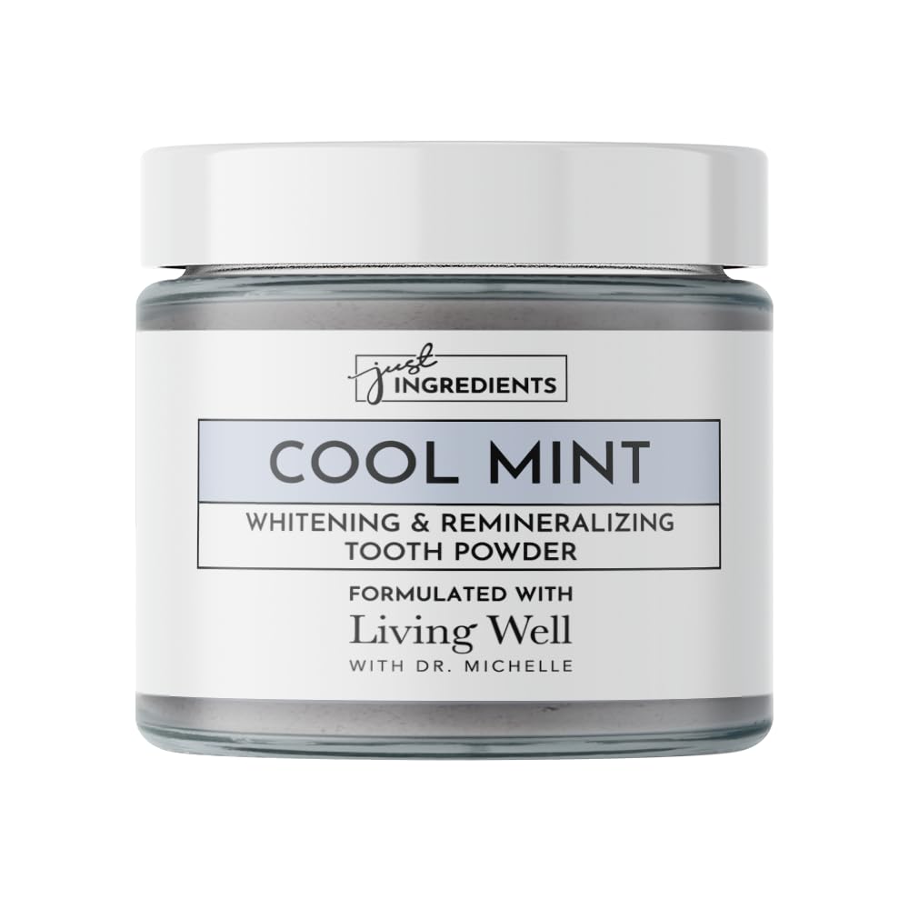 Dr. Michelle's Remineralizing & Whitening Tooth Powder with Hydroxyapatite - Cool Mint Flavor for Stronger, Healthier Teeth | Natural Teeth Strengthening & Protection | Perfect for Daily Oral Care & Smile Enhancement