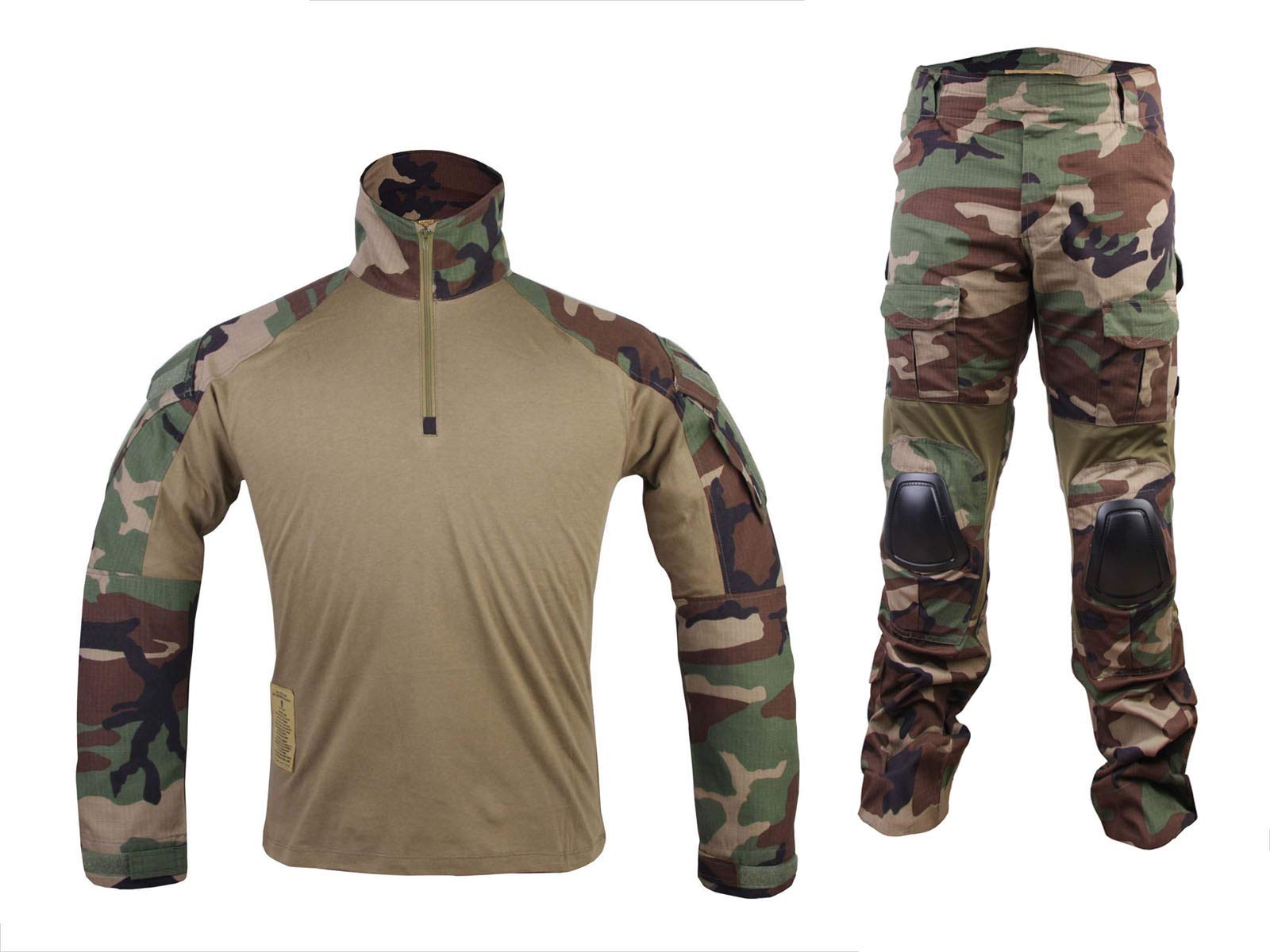Emerson Airsoft Tactical BDU Military Combat Uniform Set - Gen3 Woodland Camo Shirt & Pants for Airsoft, Paintball, Hunting & Outdoor Tactical Training