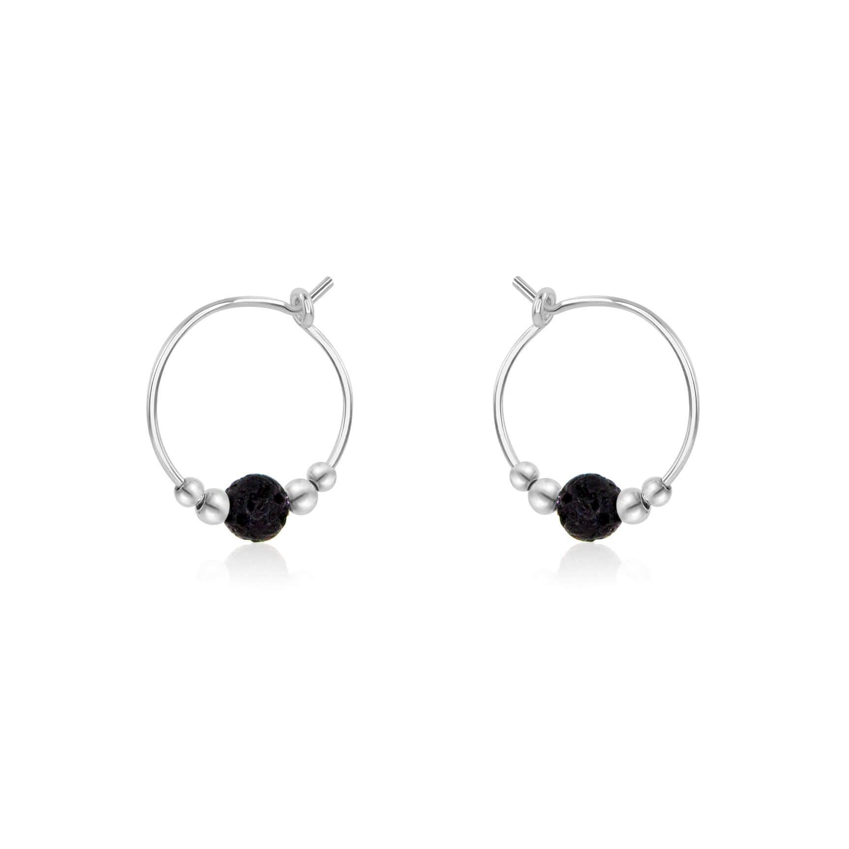Tiny Lava Gemstone Bead Hoop Earrings for Women - Natural Stone Dainty Boho Jewelry - Perfect for Everyday Wear, Parties & Gifts