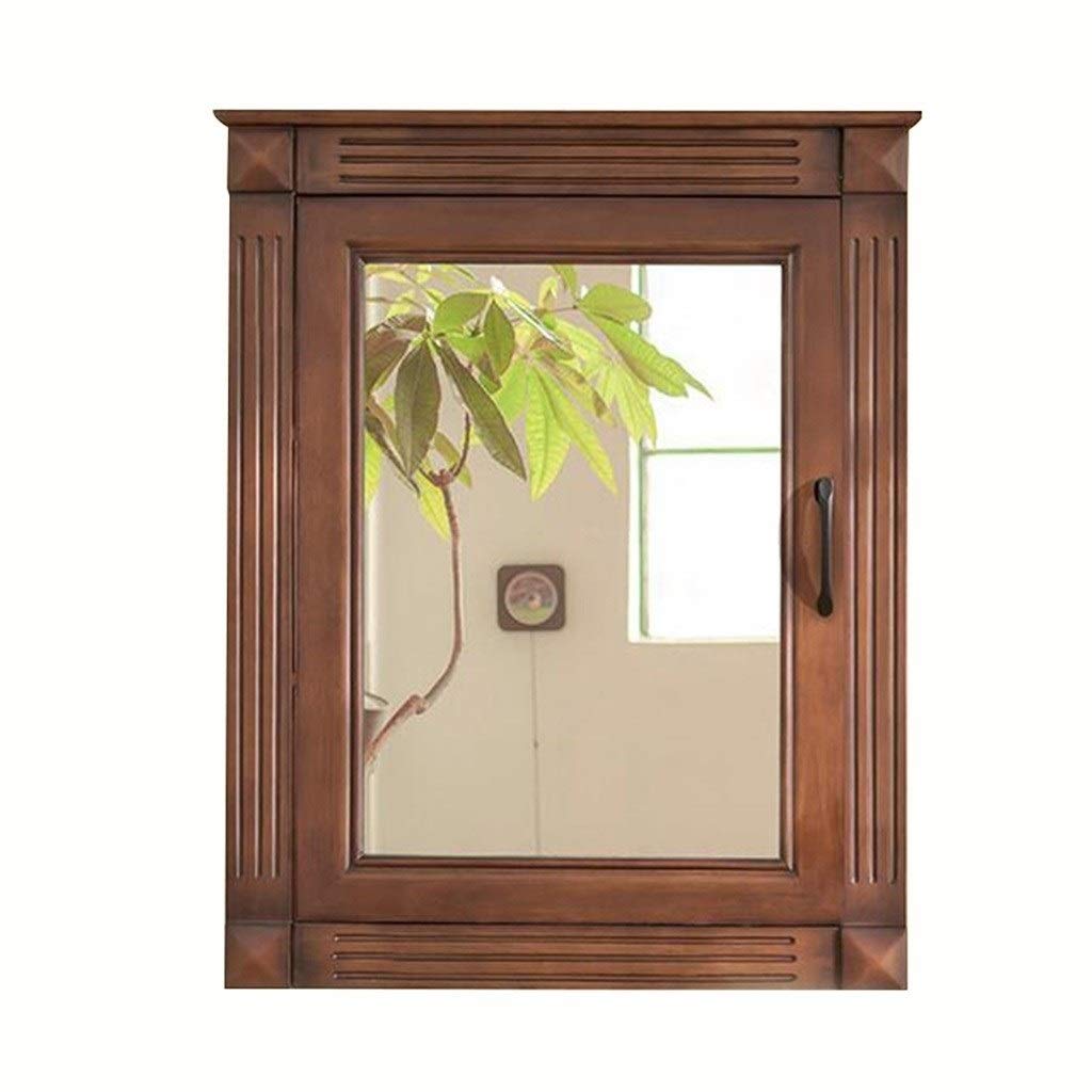Modern Solid Wood Medicine Cabinet - Bathroom Vanity Mirror with Single Door & Wall Mounted Storage (Wood Finish, 31.5x59 Inches) - Perfect for Small Bathrooms & Powder Rooms