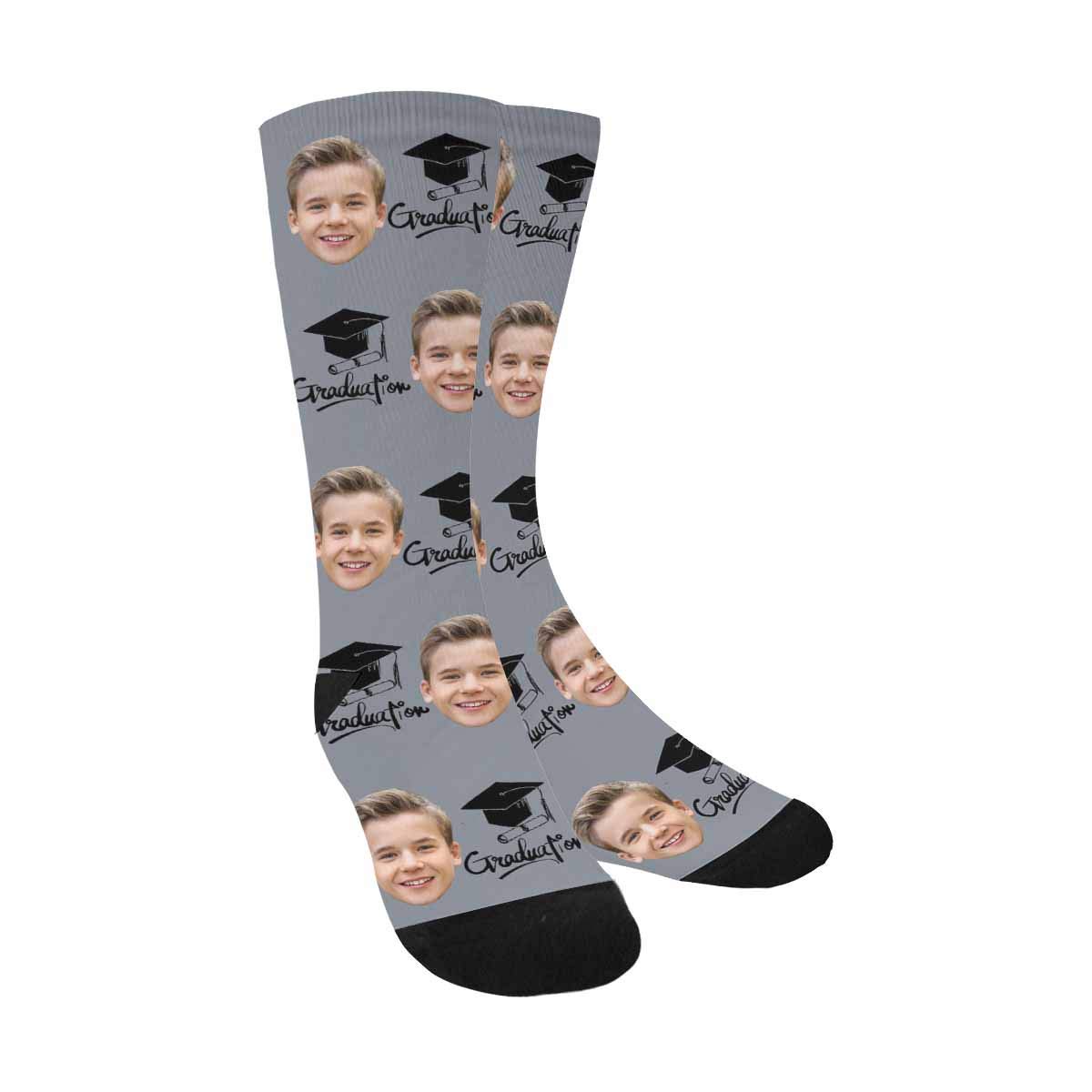 Custom Photo Socks - Personalized Graduation Gifts for Men & Women - Funny Crew Socks with Your Face Print - Perfect for 2020 Graduates, Friends & Family - Great for Parties, Gifts & Special Occasions