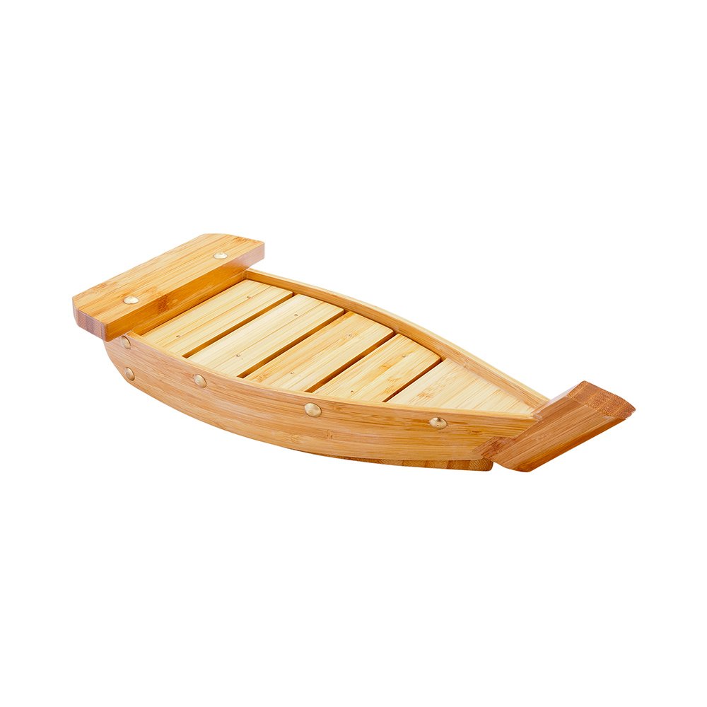 13 Inch Bamboo Sushi Boat Serving Tray - Durable Wooden Appetizer Platter for Restaurants & Home Use | Easy to Clean Sushi Display for Parties, Catering & Japanese Cuisine