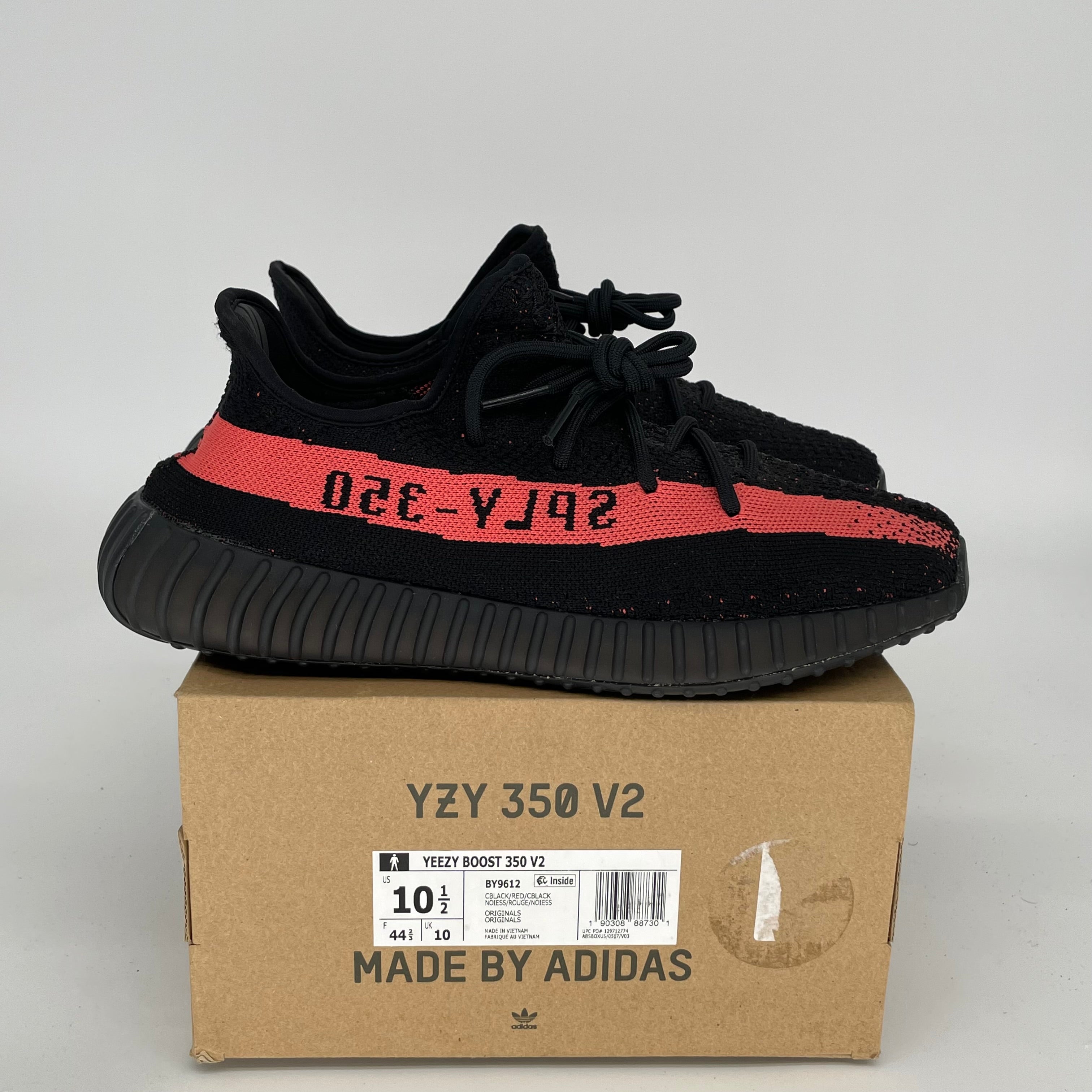 Adidas Yeezy Boost 350 V2 Core Black Red Men's Running Shoes Size 10.5 (BY9612) - Stylish & Comfortable Sneakers for Casual Wear, Gym & Street Fashion