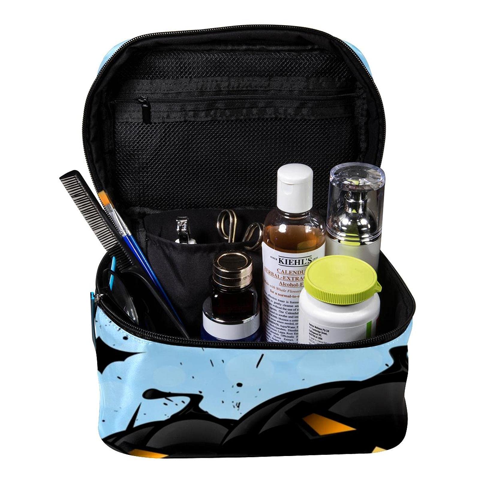 Halloween Pumpkin Bat Pattern Travel Makeup Bag - Large Cosmetic Organizer with Zipper for Women & Girls | Perfect for Halloween Parties, Travel Toiletries & Daily Makeup Storage