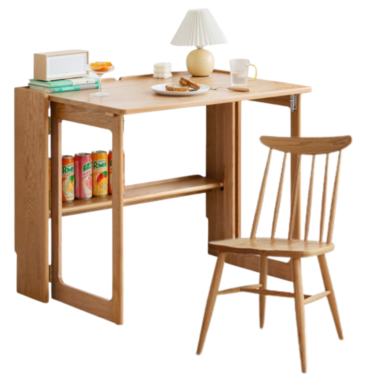 37.0×24.8×29.9 inch / 94×63×76 cm / natural wood color / folding dining table + Windsor chair 1
