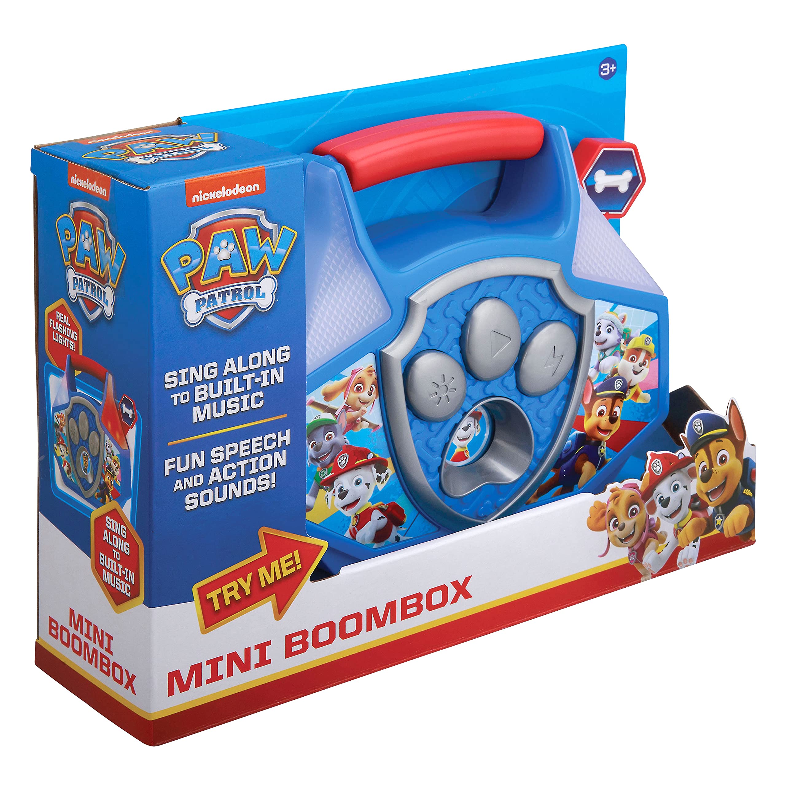 Paw Patrol Kids Bluetooth Speaker with Built-in Music, Flashing LED Lights & Sound Effects - Portable Mini Boombox for Boys & Girls, Perfect for Birthday Gifts, Pool Parties & Indoor Playtime