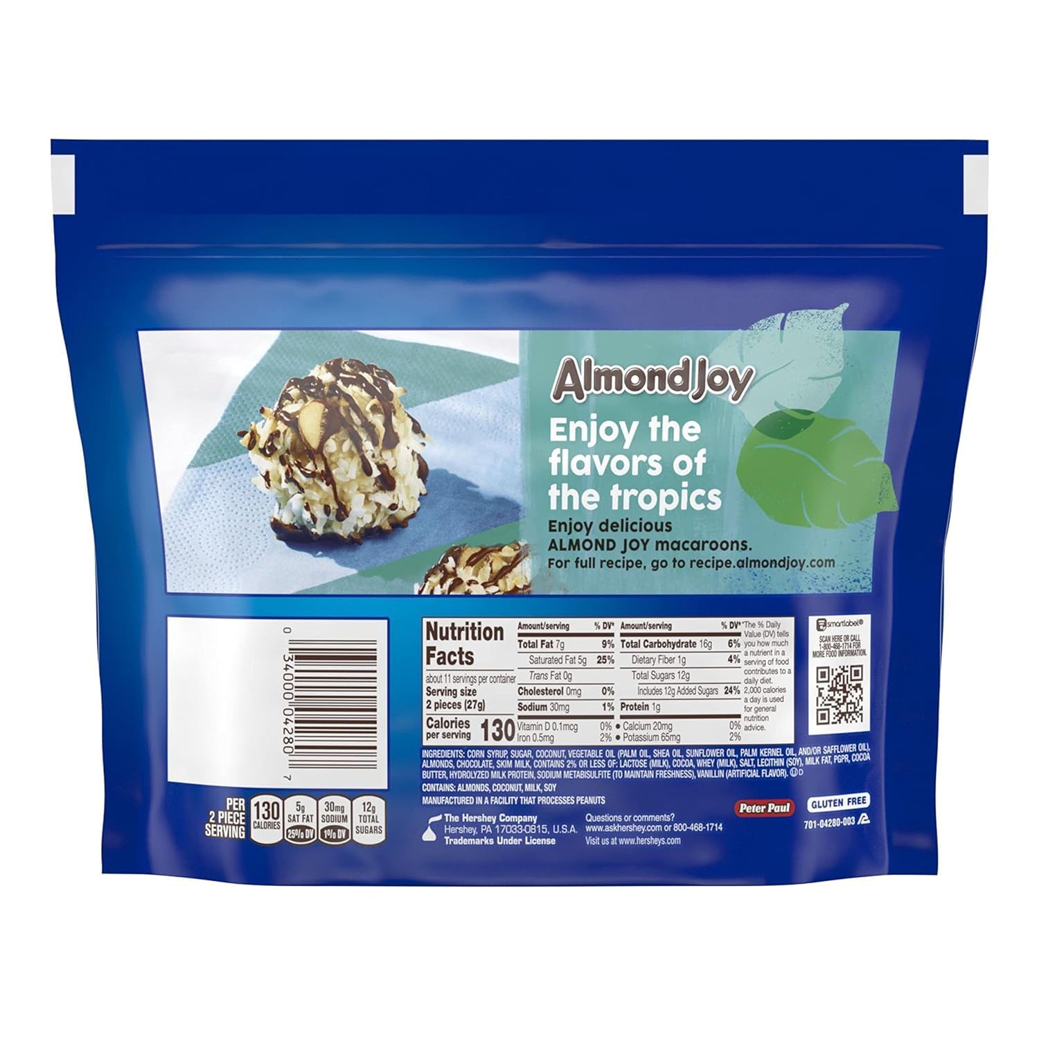 Almond Joy Miniatures Chocolate Candy Bars - Almond & Coconut Individually Wrapped - 10.2oz Bag (Pack of 2) - Perfect for Office Snacks, Party Favors & Halloween Treats - Classic American Candy