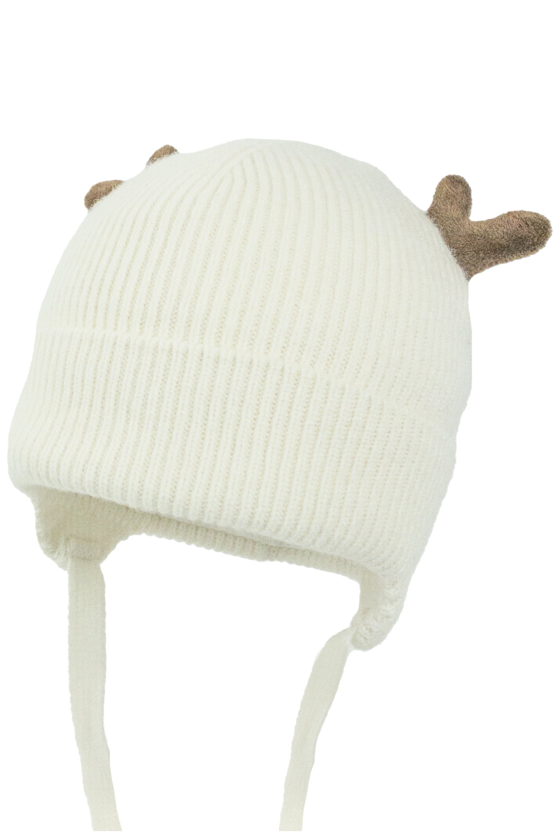 Soft Cashmere Ribbed Reindeer Hat for Women - Warm Winter Knit Beanie with Festive Holiday Design - Perfect for Christmas, Skiing & Outdoor Activities