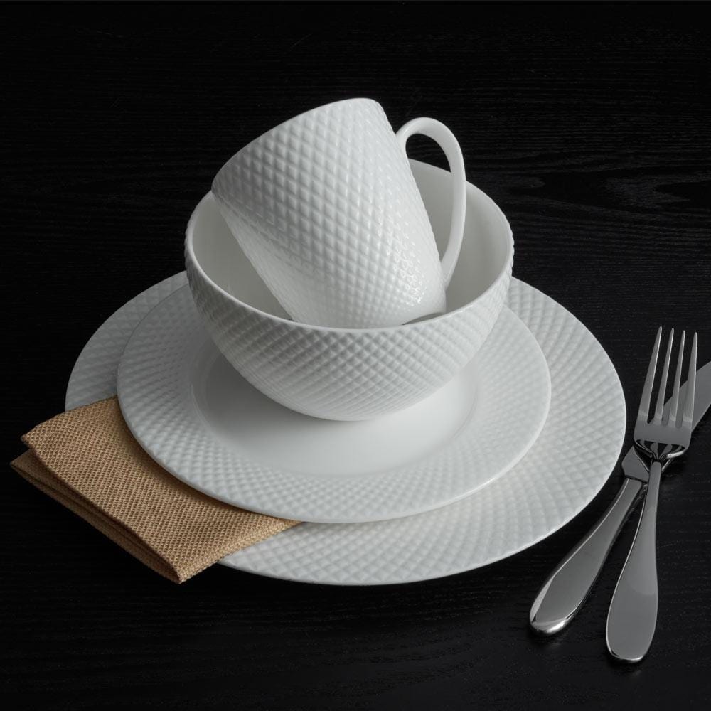 Premium 16-Piece Stanton Porcelain Dinnerware Set - Elegant White Ceramic Plates, Bowls & Mugs for Family Dining, Restaurant Use & Special Occasions