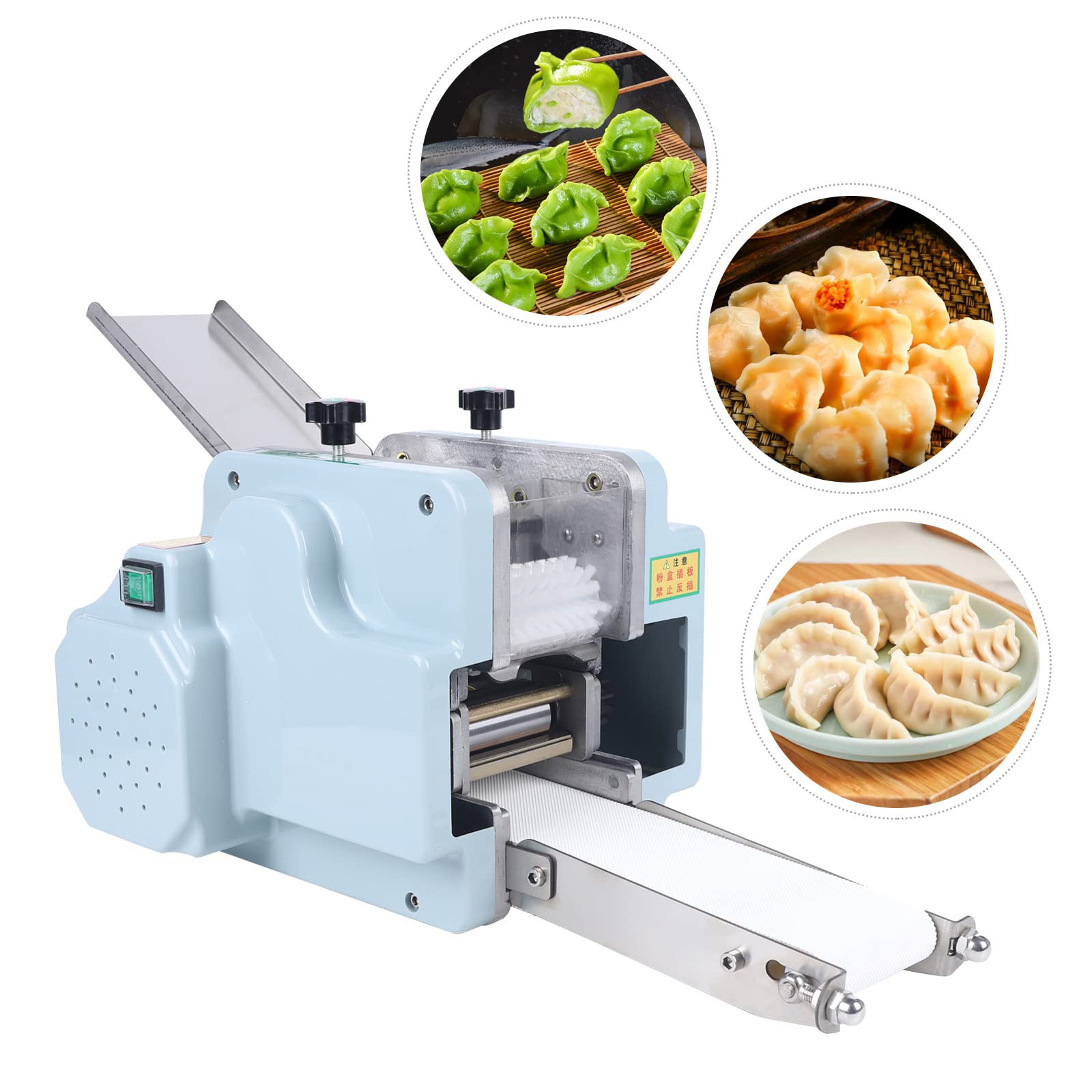 110V Electric Dumpling Maker Machine - Commercial Dumpling Skin & Wonton Wrapper Dough Press with Round Processing Mold & Brush for Hotel Restaurant Kitchen - Perfect for Asian Cuisine, Catering Business and Home Cooking