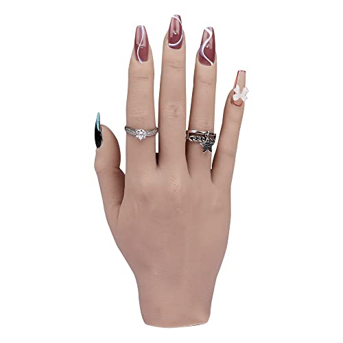 Flexible Silicone Practice Hand for Acrylic Nails - Moveable Nail Training Model for DIY Nail Art & Print Practice - Durable & Non-Slip Design for Beginners & Professionals - Perfect for Salon Training, Home Practice & Nail Art Demonstrations