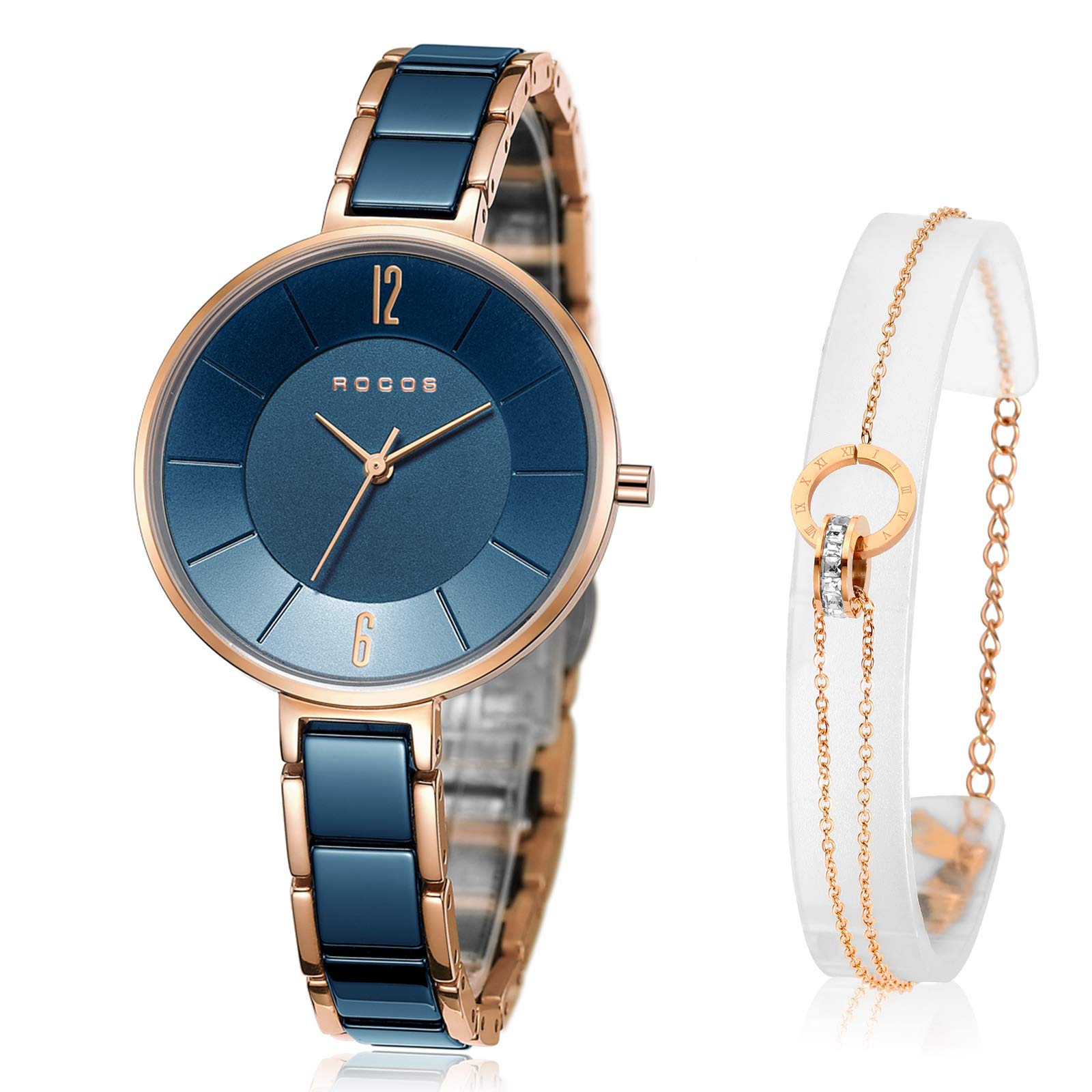 Luxury Women's Ceramic Bracelet Watch with Japanese Quartz Movement - Elegant Crystal Analog Wristwatch for Women #R0309 | Perfect for Office, Party, and Everyday Wear