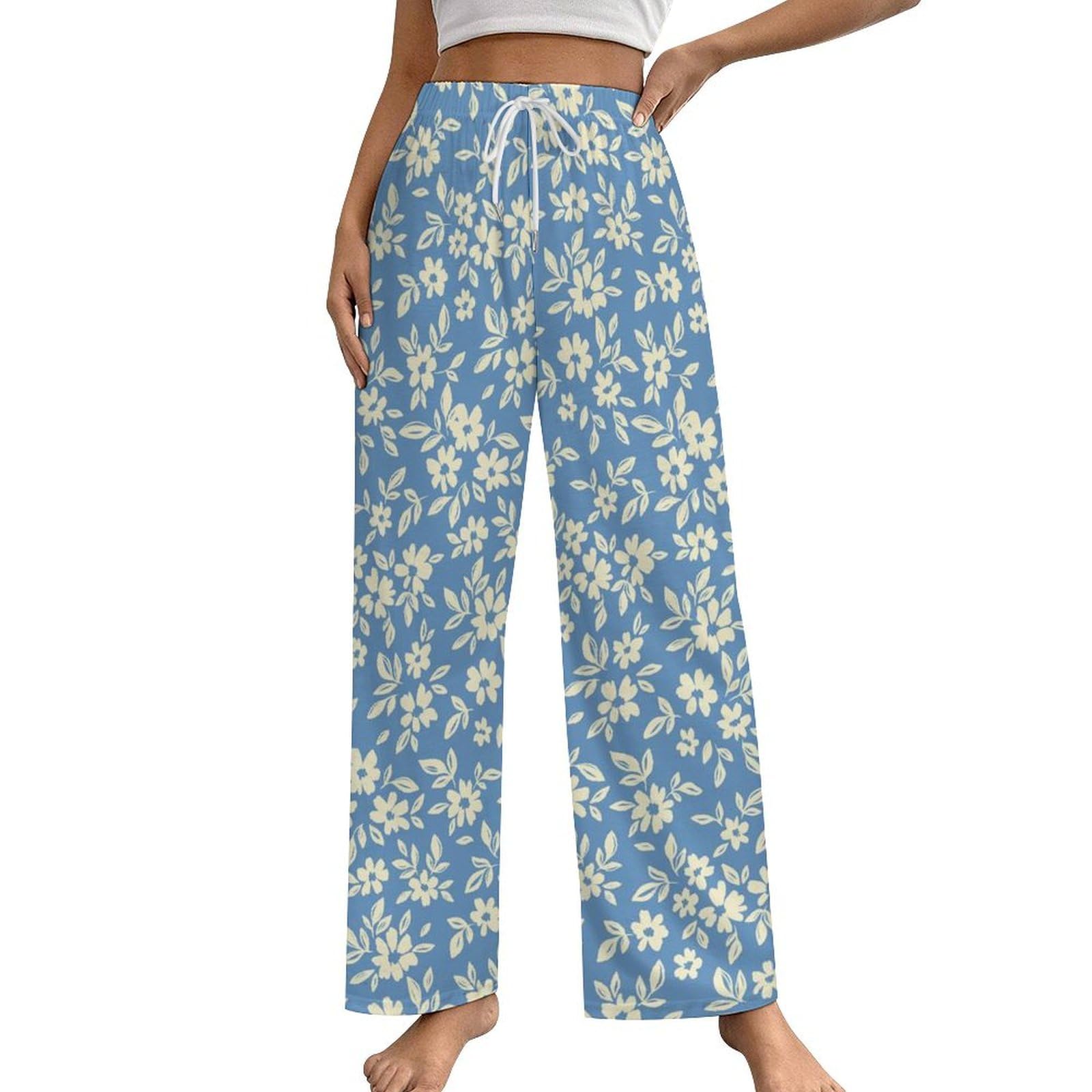 Vintage Floral Print Women's Pajama Pants - Soft Wide Leg Lounge Sleepwear for Women | Cozy Homewear, Nightwear & Loungewear for Relaxing Evenings