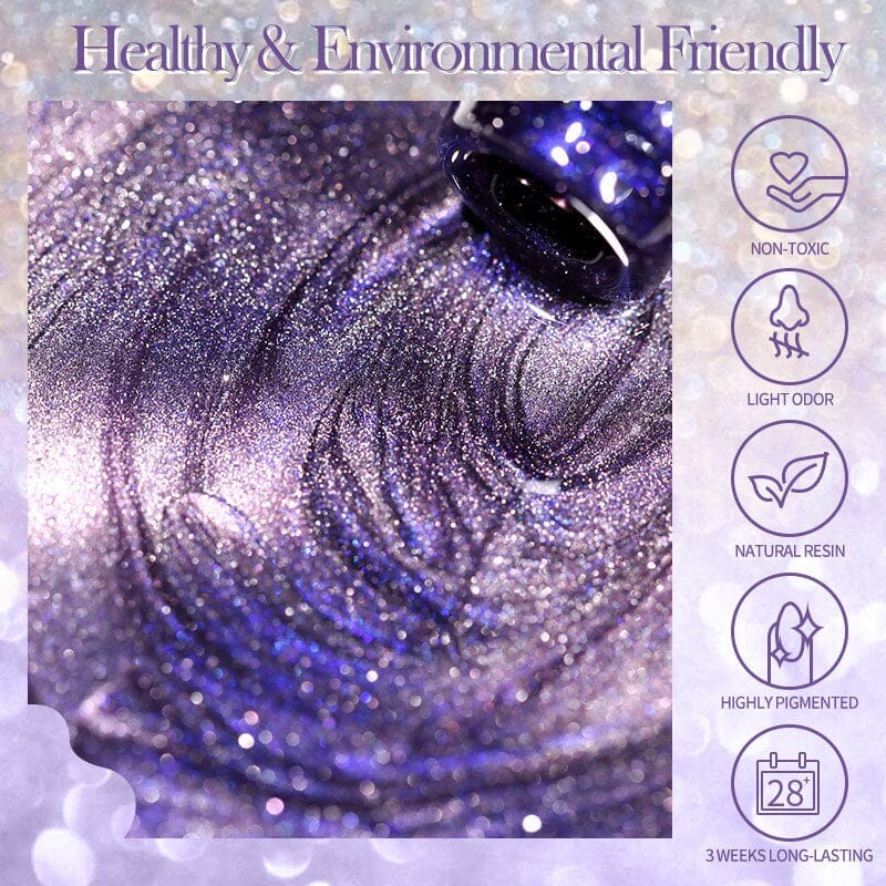 Reflective Moonlight Cat Magnetic Gel - 10ml Nail Polish for Night Glow & UV Protection - Perfect for Parties, Halloween & Nail Art Designs