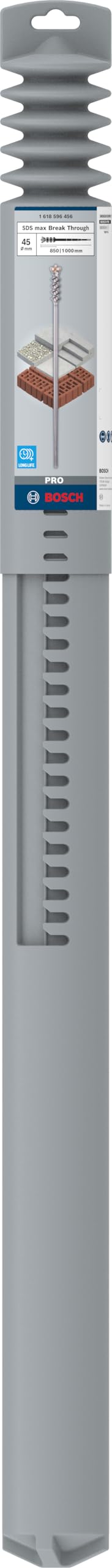 Bosch 1618596456 SDS-Max-9 Breakthrough Drill Bit - 45 x 850 x 1000mm for Concrete, Masonry & Heavy-Duty Drilling - Perfect for Construction, Demolition & Renovation Projects