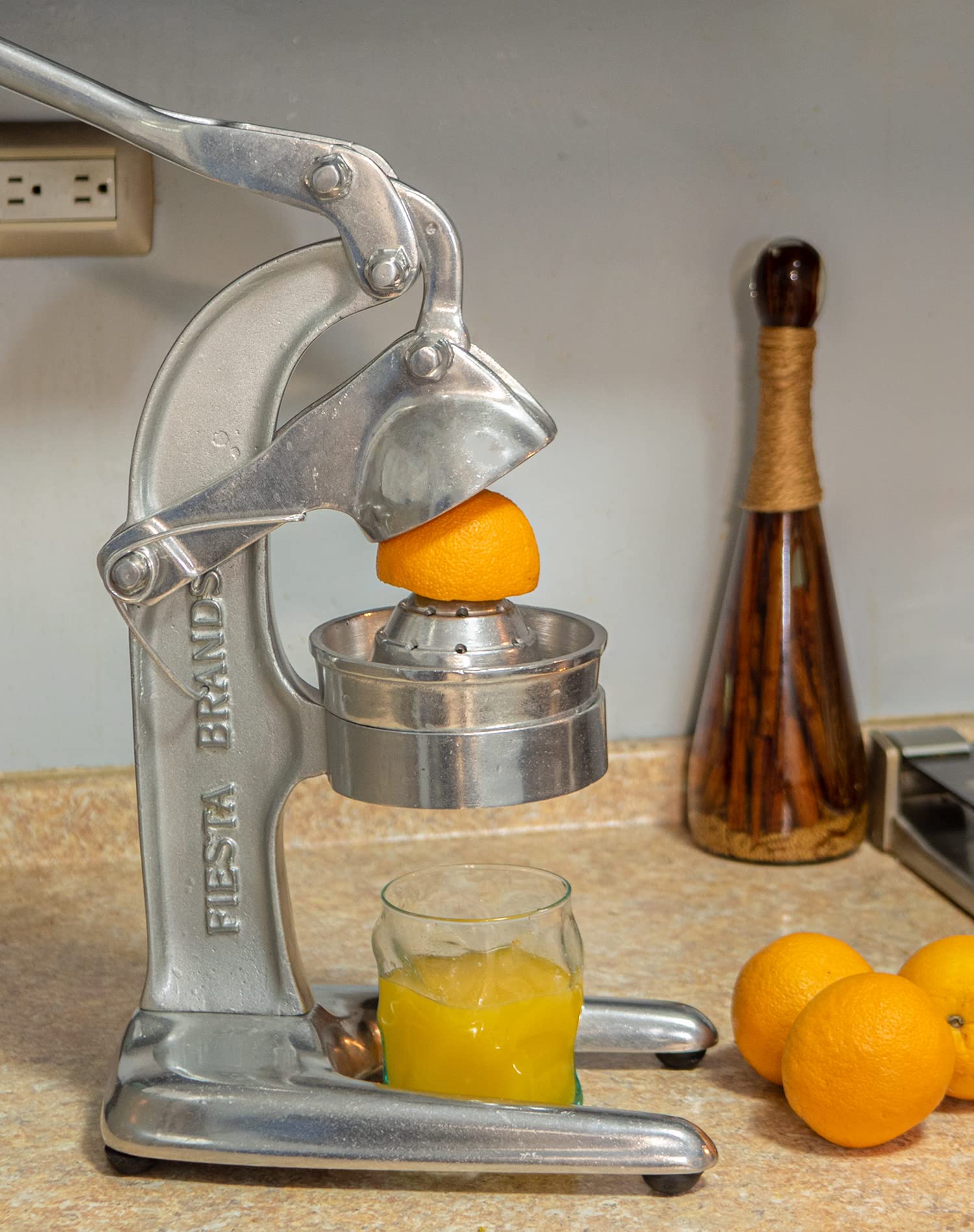 Premium Vintage Cast Aluminum Citrus Juicer - Mexican Orange & Lemon Press Machine for Fresh Juice - Large Antique Style Countertop Squeezer (Sky Blue) - Perfect for Homemade Lemonade, Cocktails & Healthy Drinks