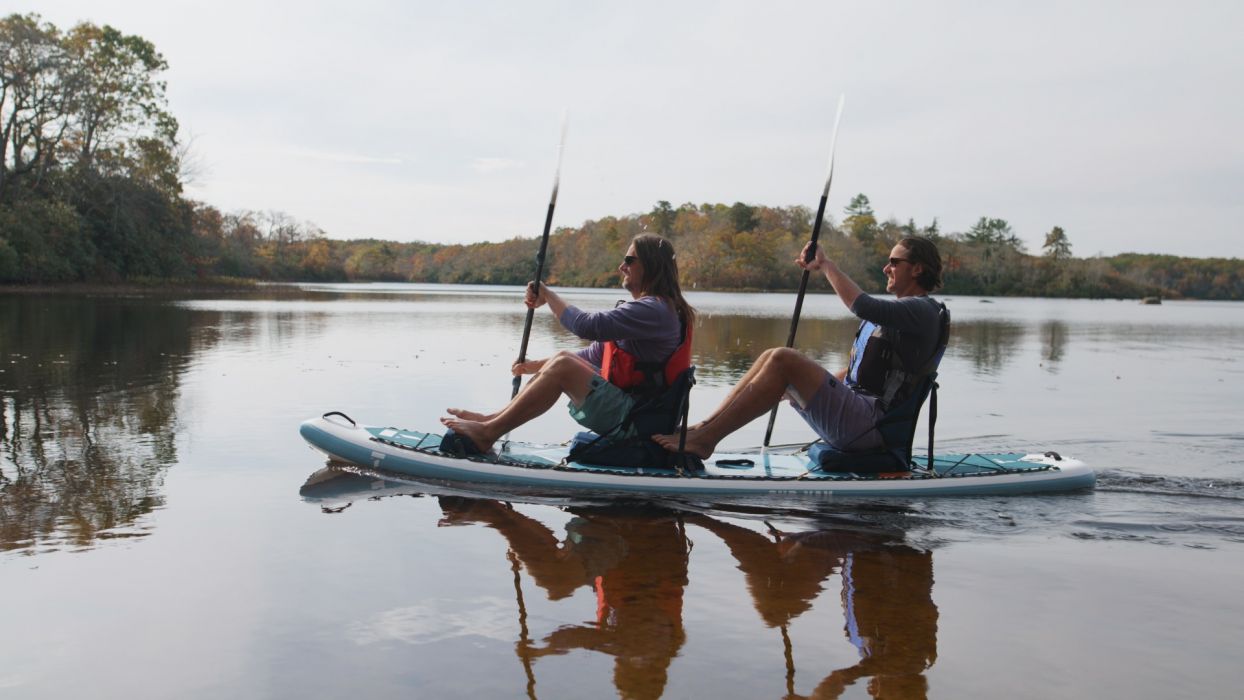 11'6 Inflatable Stand Up Paddle Board & Kayak Combo - Premium SUP with Paddle, Pump, Leash for Beach, Lake, River, Ocean Paddling & Fishing