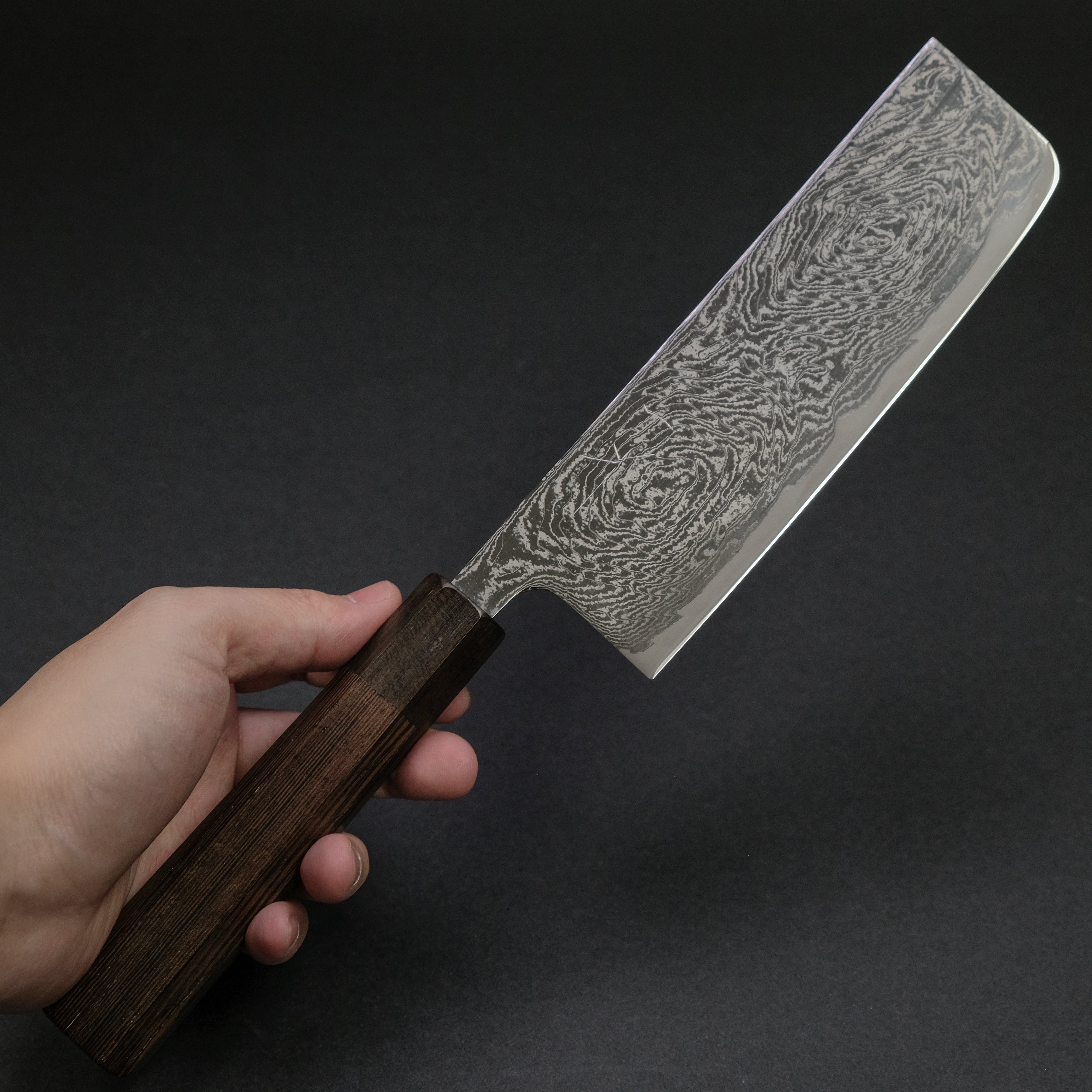 Hitohira Futana Nickel Damascus Nakiri Knife 165mm - Japanese Chef Knife with Tagayasan Wood Handle - Perfect for Slicing Vegetables, Fruits & Herbs in Professional & Home Kitchens