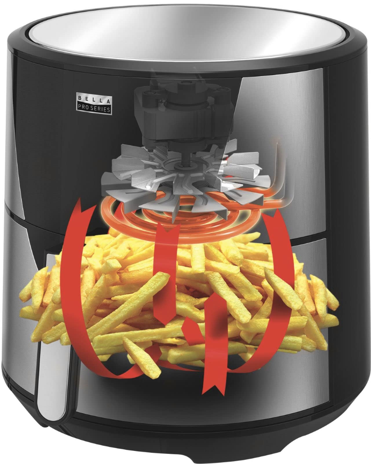 Bella Pro Series 8 Quart Touchscreen Digital Air Fryer - Stainless Steel Design for Healthy Cooking | Perfect for Frying, Baking, Roasting & Reheating | Ideal for Family Meals & Party Snacks