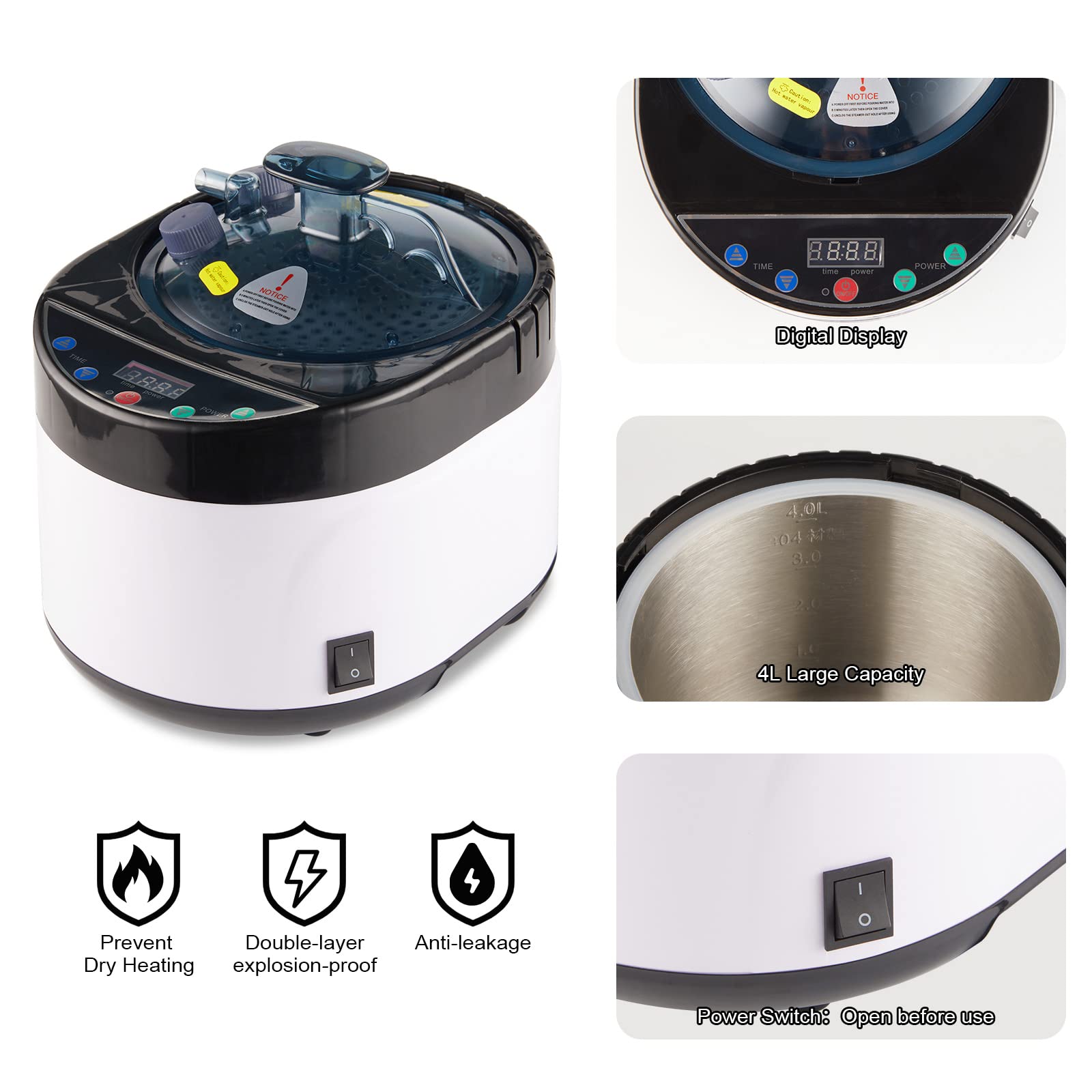 4L Large Capacity Portable Home Sauna Steamer with Timer & Remote Control - Stainless Steel Steam Generator for Spa Relaxation, Muscle Recovery & Detox - Perfect for Home Wellness, Yoga Recovery & Stress Relief