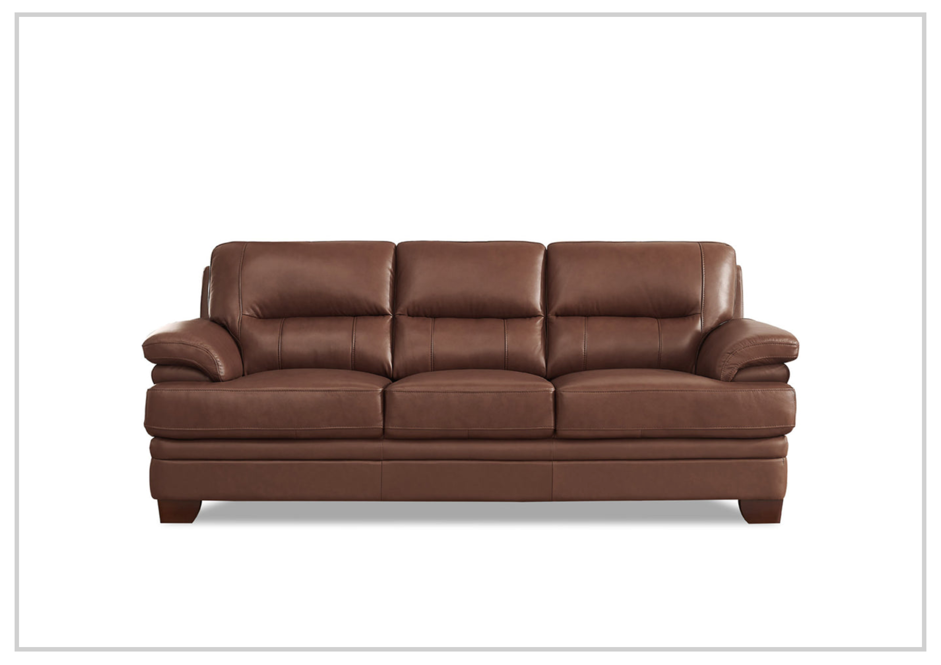 Hydeline Luxor Premium Leather 3-Seater Sofa with Cushion Arms - Modern Living Room Furniture for Home, Office & Lounge Comfort
