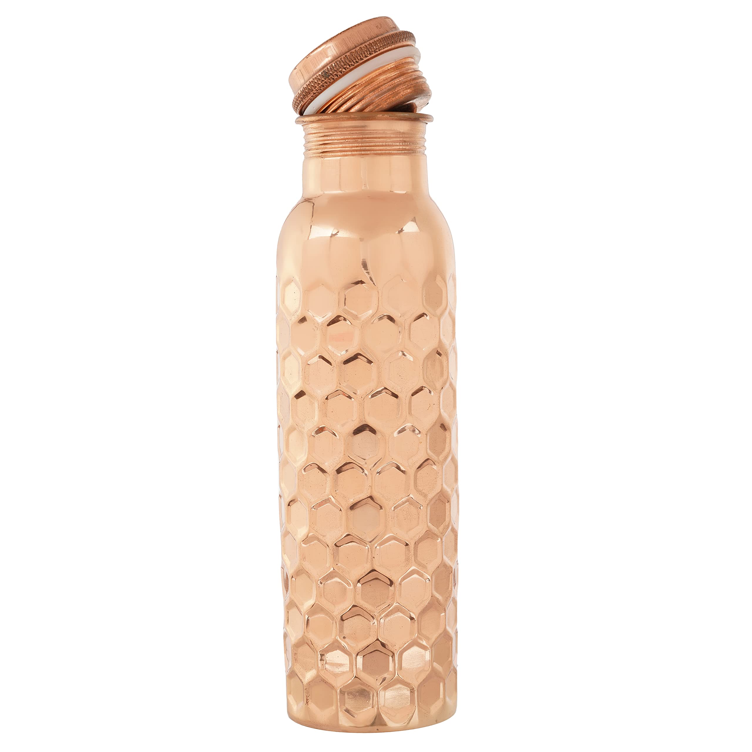 Premium Blue Roses Copper Water Bottle - 32oz Insulated Copper Vessel for Drinking Water with Diamond Pattern (Diamond 2) - Perfect for Gym, Yoga, Office & Outdoor Activities