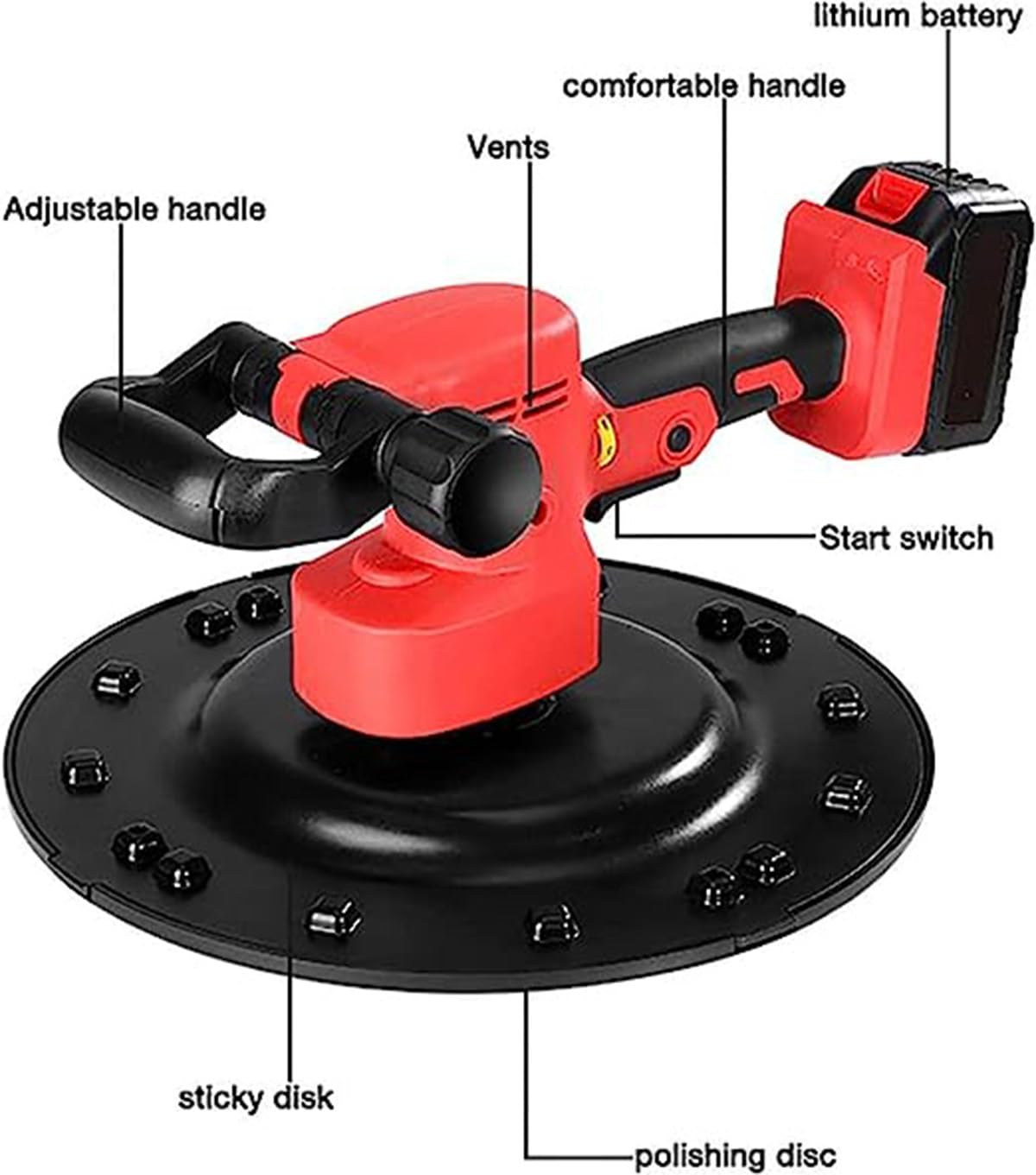 1680W Brushless Lithium Battery Concrete Cement Mortar Wall Polisher - 10 Batteries & 2 Chargers Included - Perfect for Construction, Renovation, and DIY Home Improvement Projects