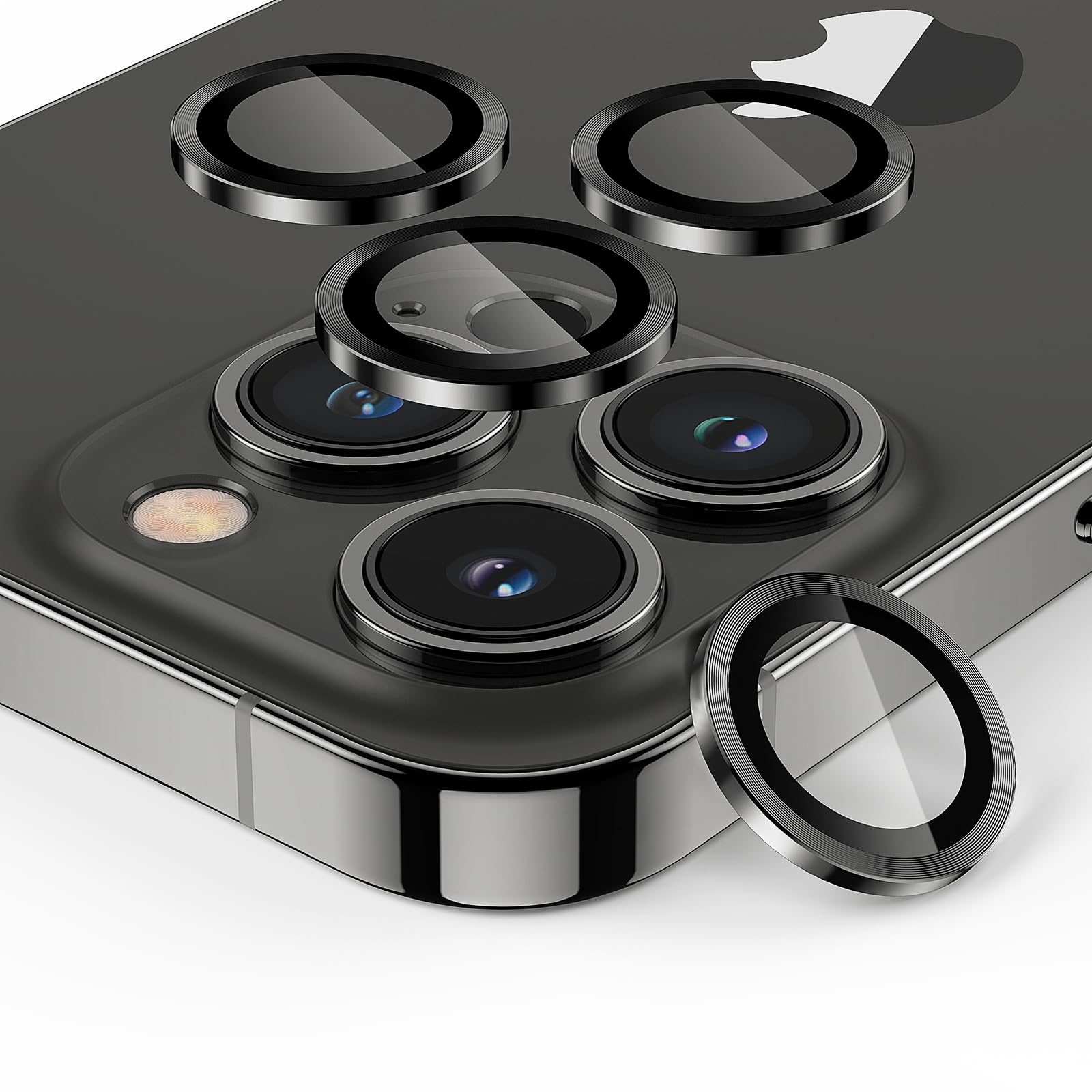 SPARIN 4-Pack iPhone 13 Pro & Pro Max Rear Camera Lens Protector - Tempered Glass, HD Clarity, Scratch-Resistant, Black - Perfect for Outdoor Adventures, Travel & Daily Protection