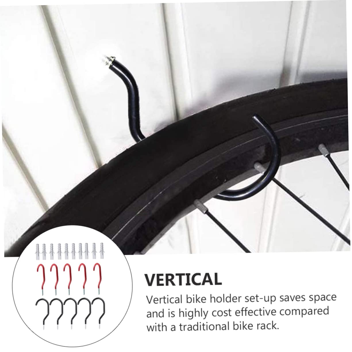 Outanaya 10-Pack Heavy Duty Steel Wall Mount Bike Hooks - Space Saving Bike Storage Rack for Garage, Shed, or Home Organization - Perfect for Mountain Bikes, Road Bikes, and Cycling Gear