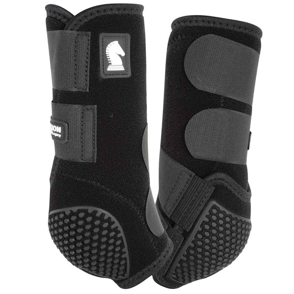 Classic Equine Flexion Front Horse Boots - X-Large Size, Black Color for Jumping & Dressage - Protective Horse Riding Gear for Training & Competition