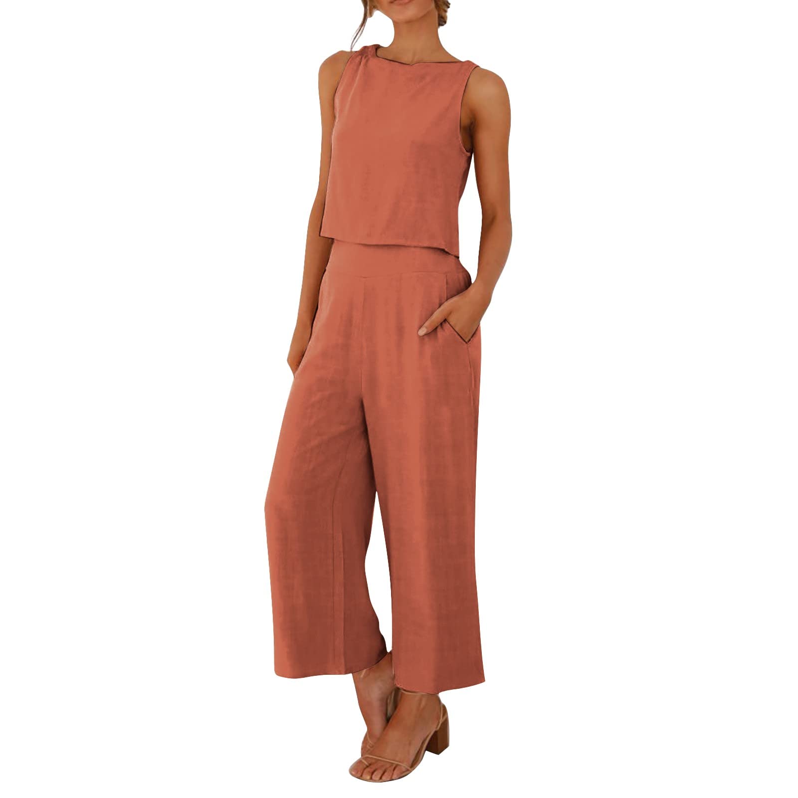 Stylish Women's Solid Color Suit Set - Comfortable Vest & Long Pants Two-Piece Outfit for Work, Office & Formal Occasions | Professional Women's Clothing